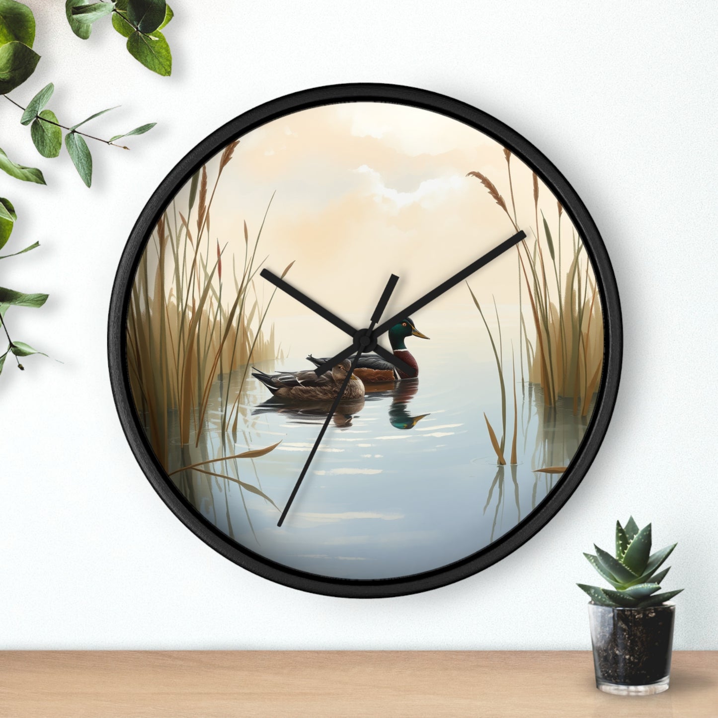 This collection of waterfowl art wall clocks brings the beauty of wetlands into your space, each clock featuring a meticulously crafted scene of waterfowl in natural settings.