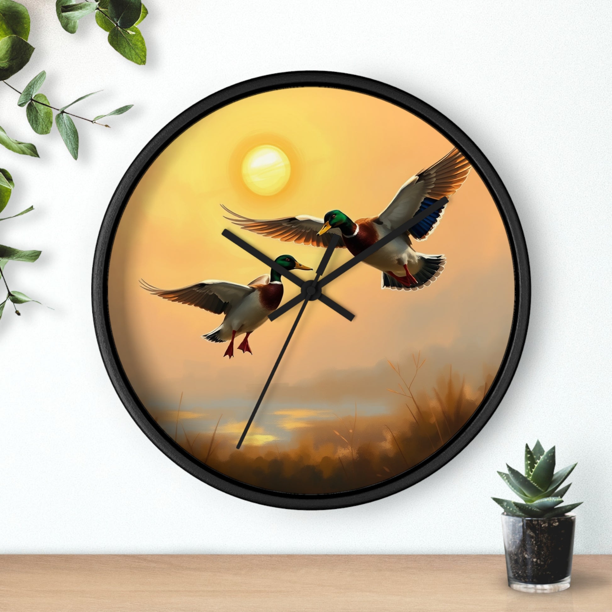 Hen and Drake Mallard Ducks Wall Clock