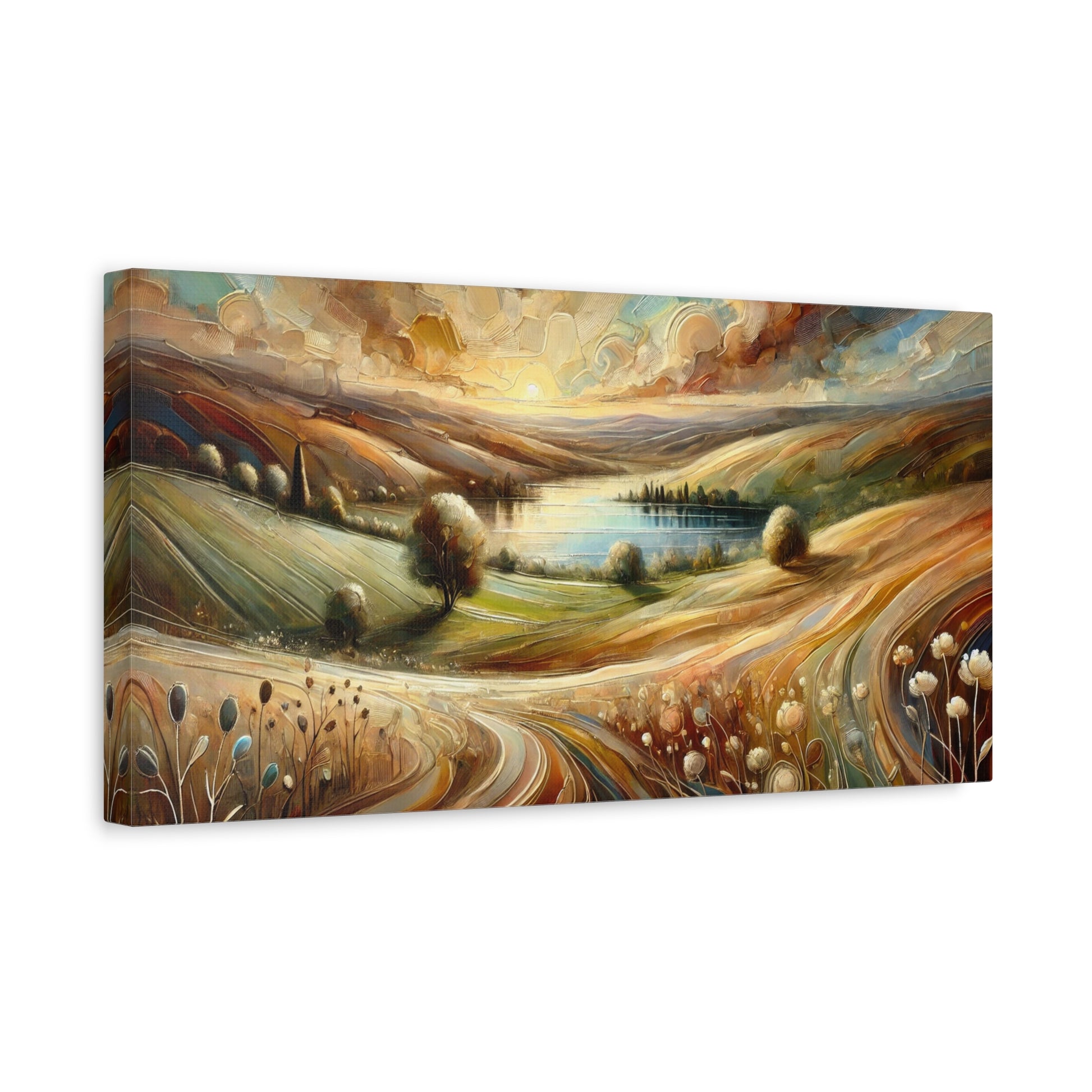 Abstract Earth-Toned Landscape on Canvas Print