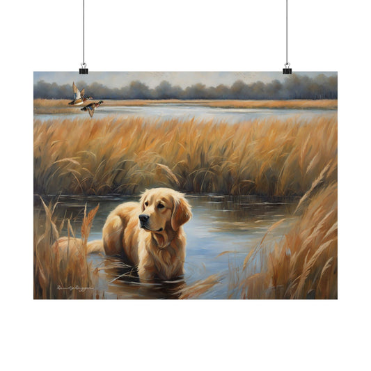 Golden Retriever in the Marsh Print