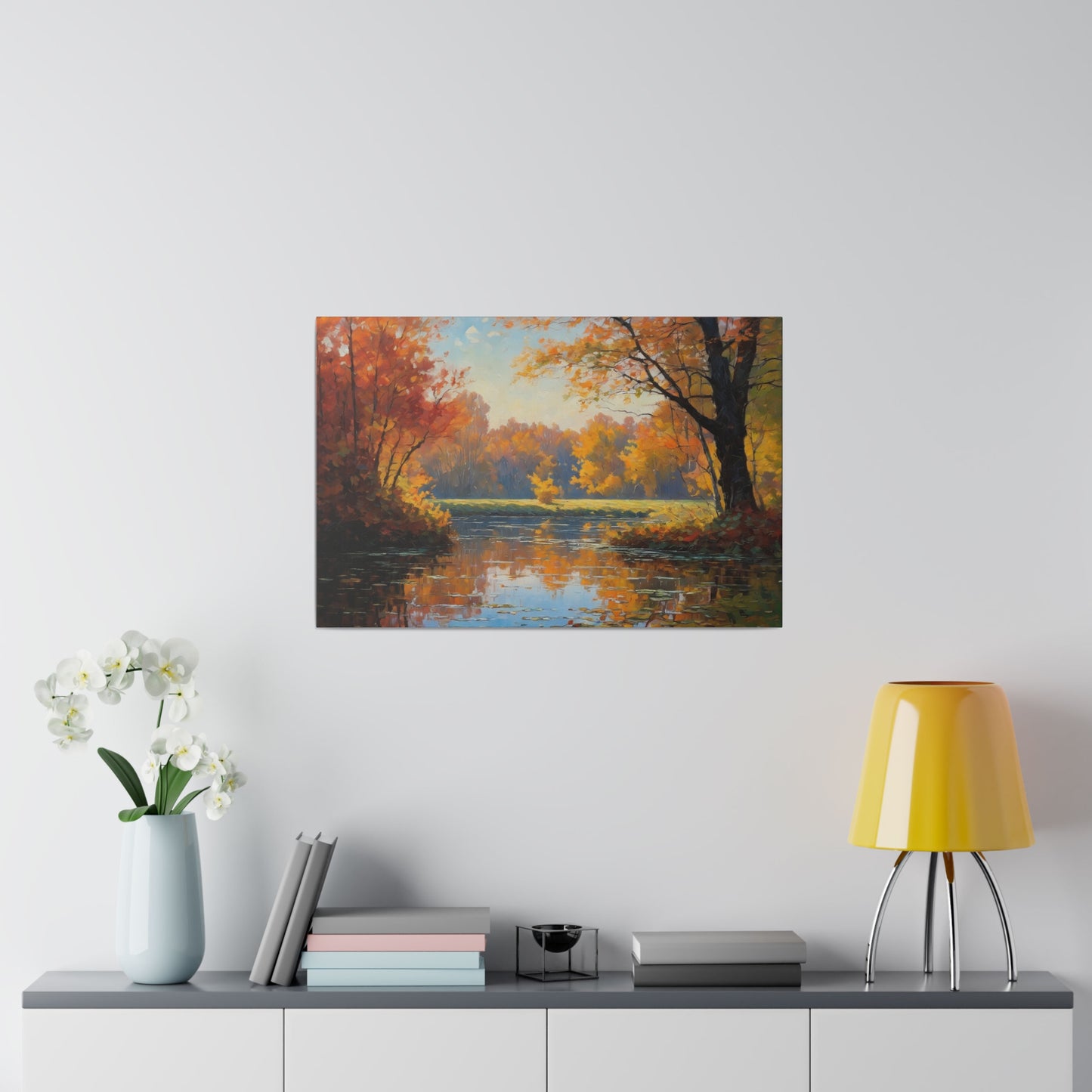 Tranquil Water Mirrors Tree Line canvas print