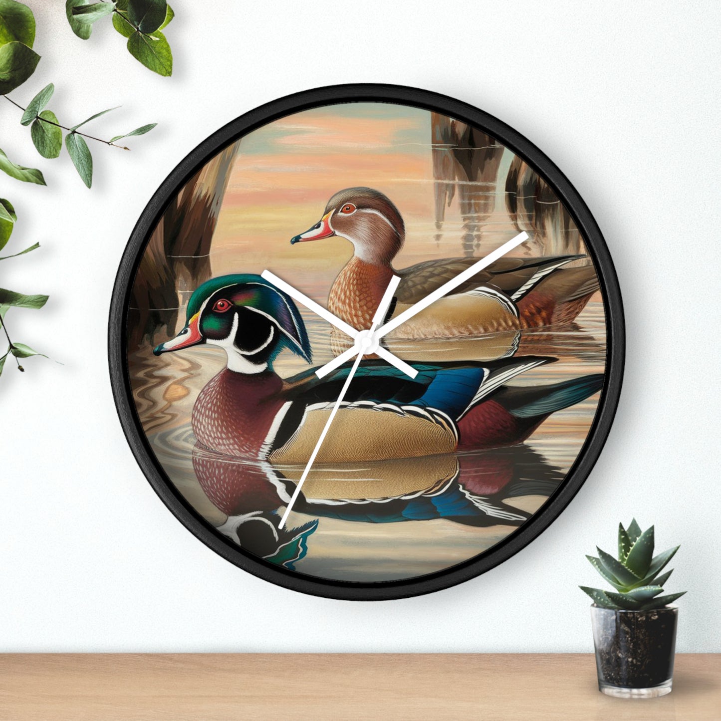 This collection of waterfowl art wall clocks brings the beauty of wetlands into your space, each clock featuring a meticulously crafted scene of waterfowl in natural settings.