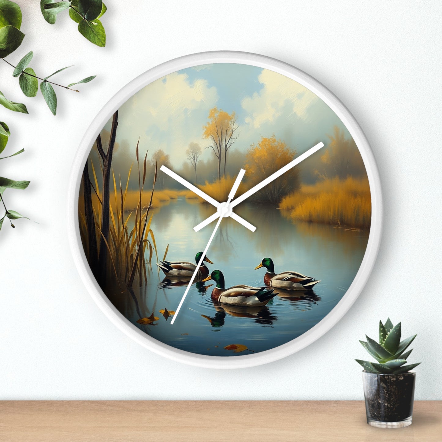 Mallards in the Marsh Duck Wall Clock