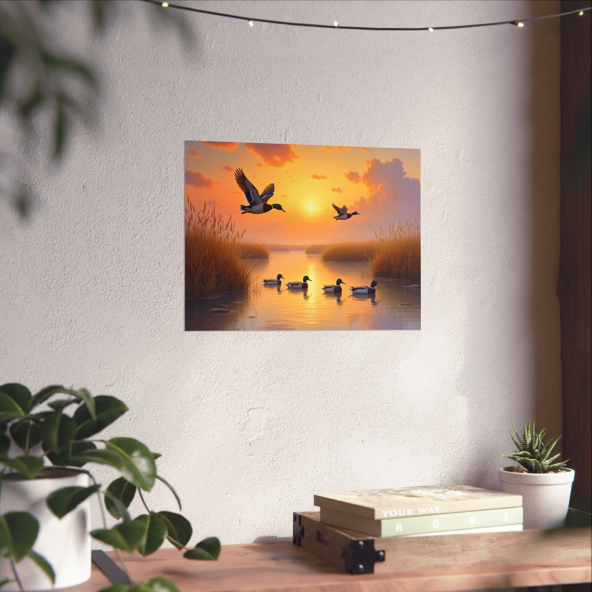 Golden Morning Flight Mallard Duck Print