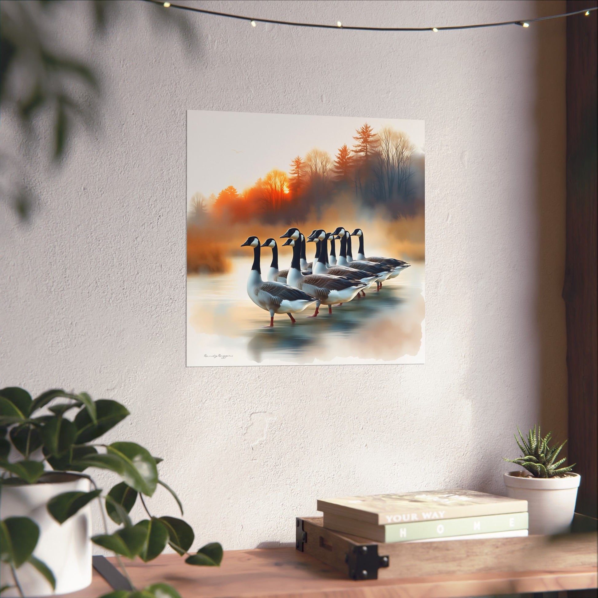 Golden Hour Gathering, Canadian Geese Print