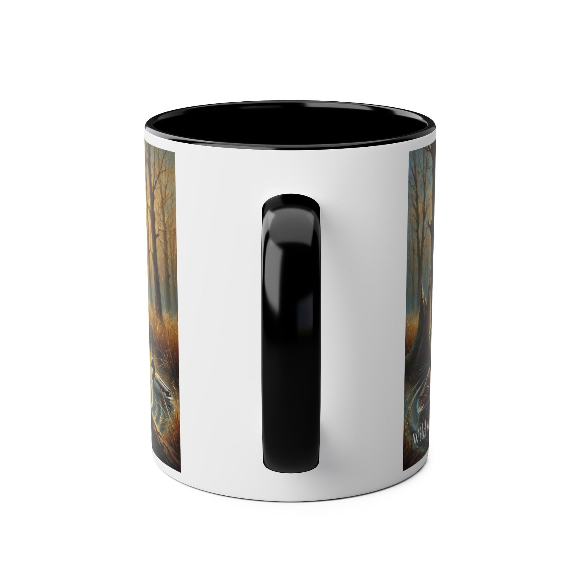 Mallard Ducks Print Two-Tone Coffee Mugs, 11oz