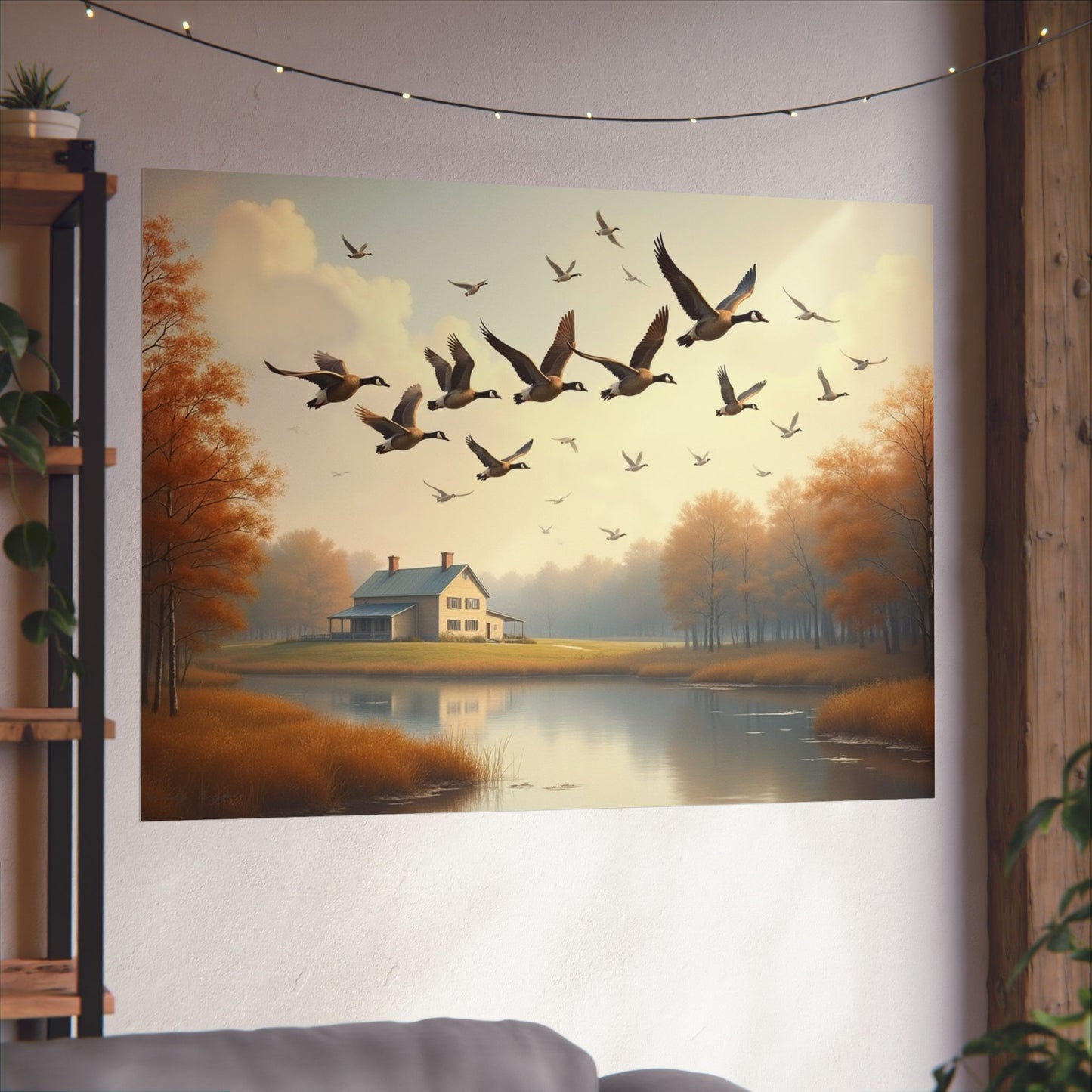 Misty Morning Canadian Geese Print