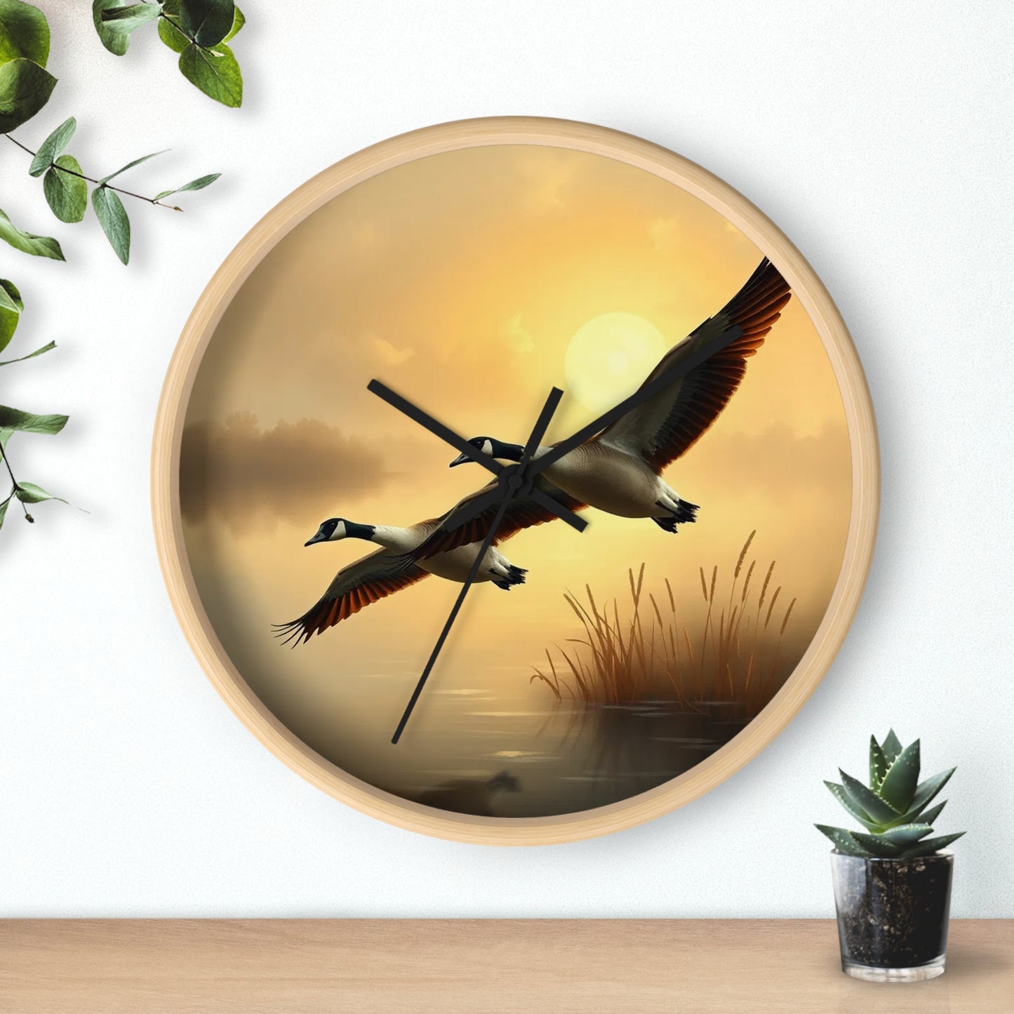 This collection of waterfowl art wall clocks brings the beauty of wetlands into your space, each clock featuring a meticulously crafted scene of waterfowl in natural settings.