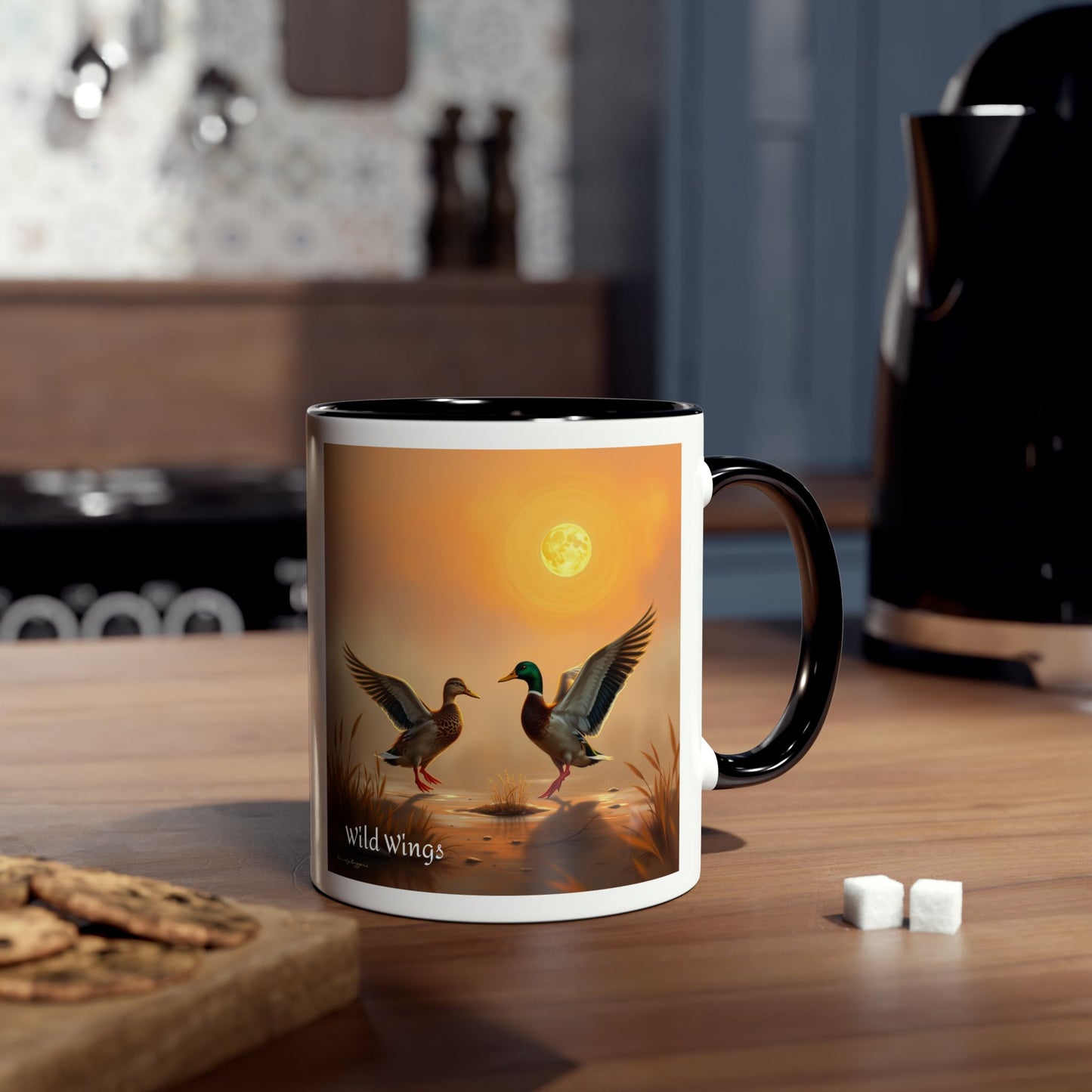 Hen and Drake Mallards Two-Tone Coffee Mugs, 11oz