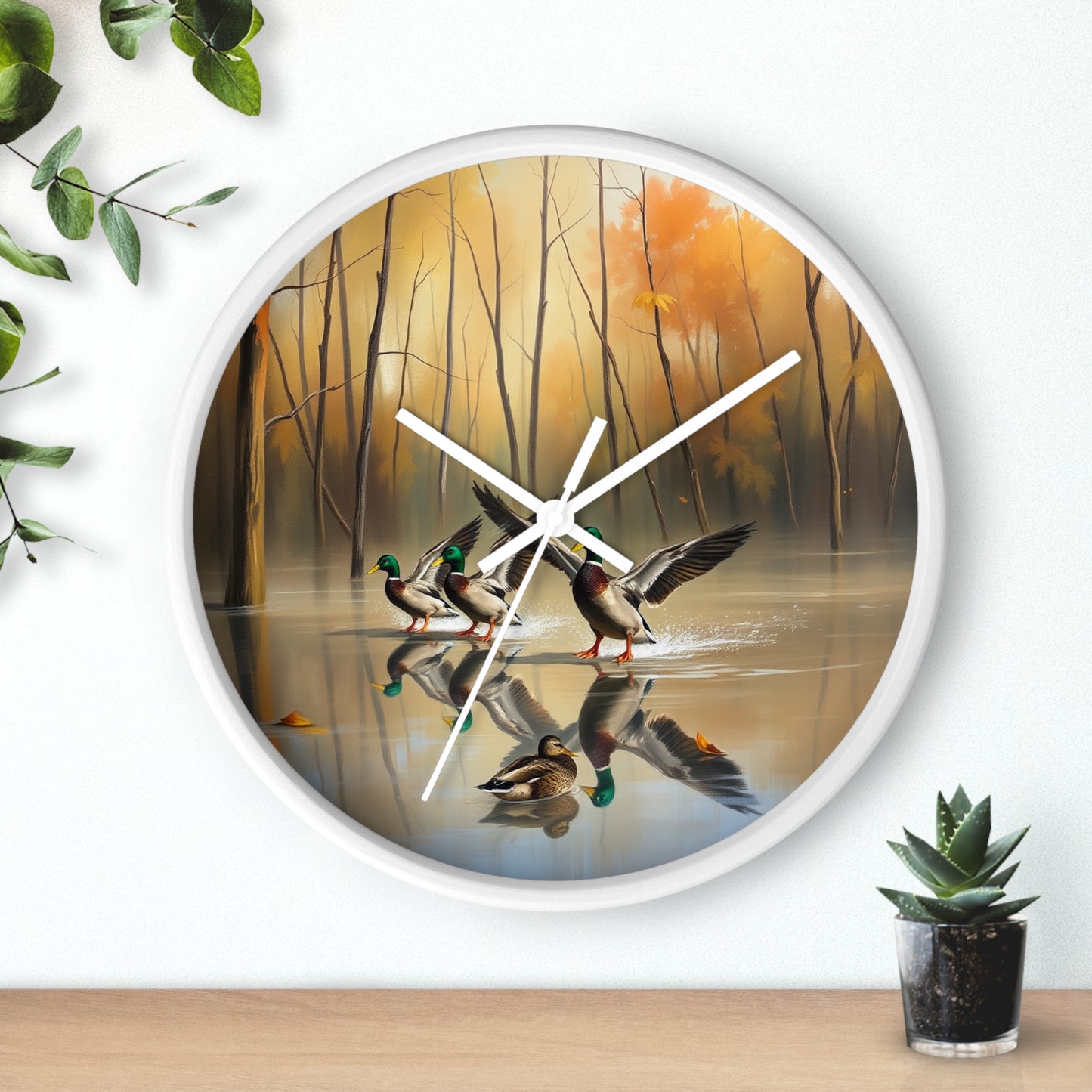 This collection of waterfowl art wall clocks brings the beauty of wetlands into your space, each clock featuring a meticulously crafted scene of waterfowl in natural settings.