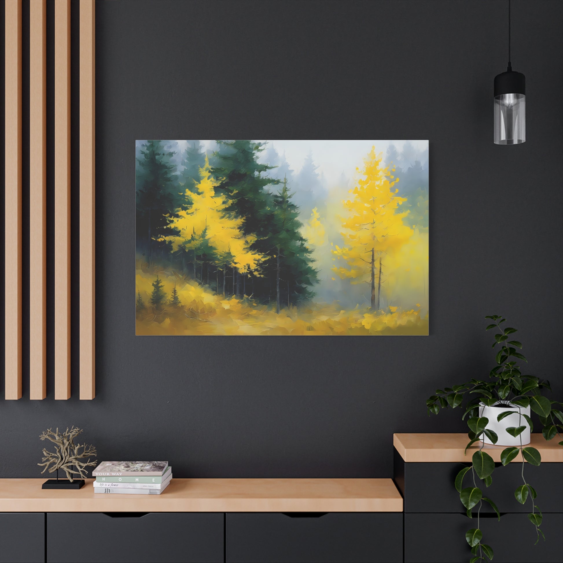 Misty Grove Landscape Matte Canvas Print