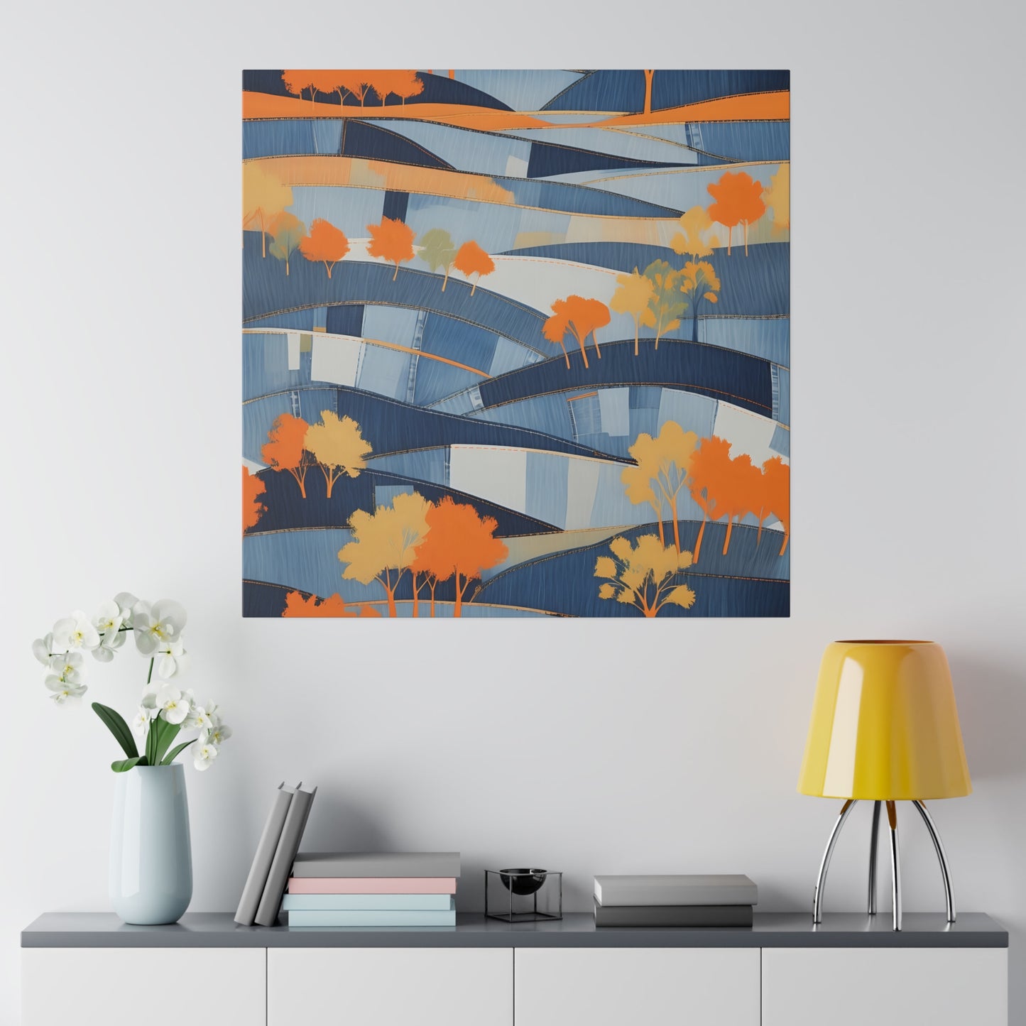 Abstract Rolling Hills Illustration Matte Canvas Print