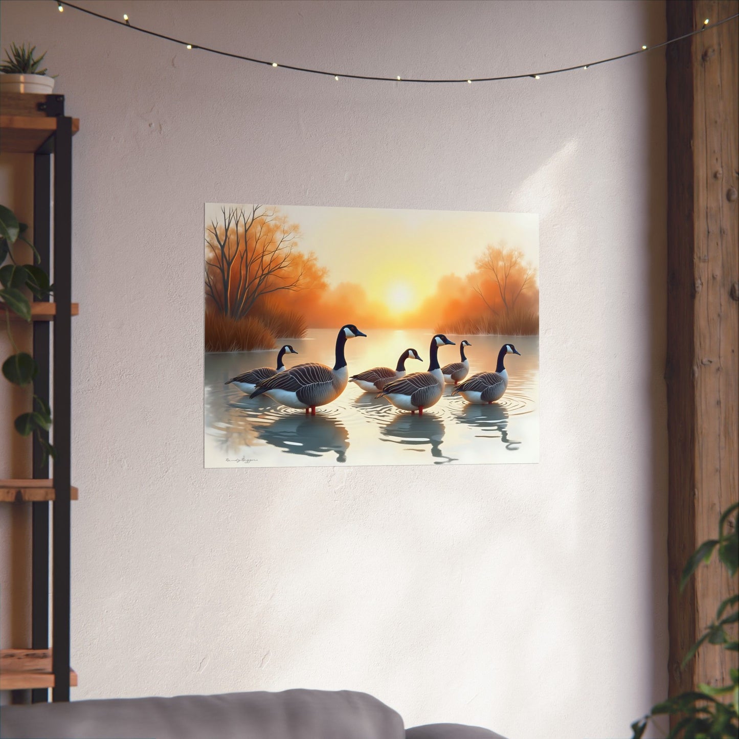 Golden Hour Gathering, Canadian Geese Print