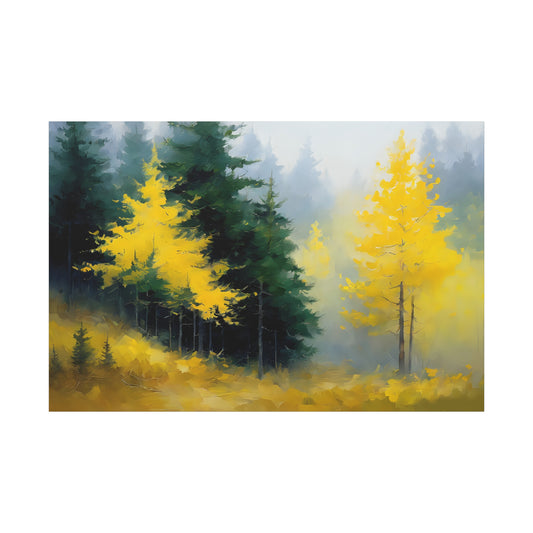 Misty Grove Landscape Matte Canvas Print