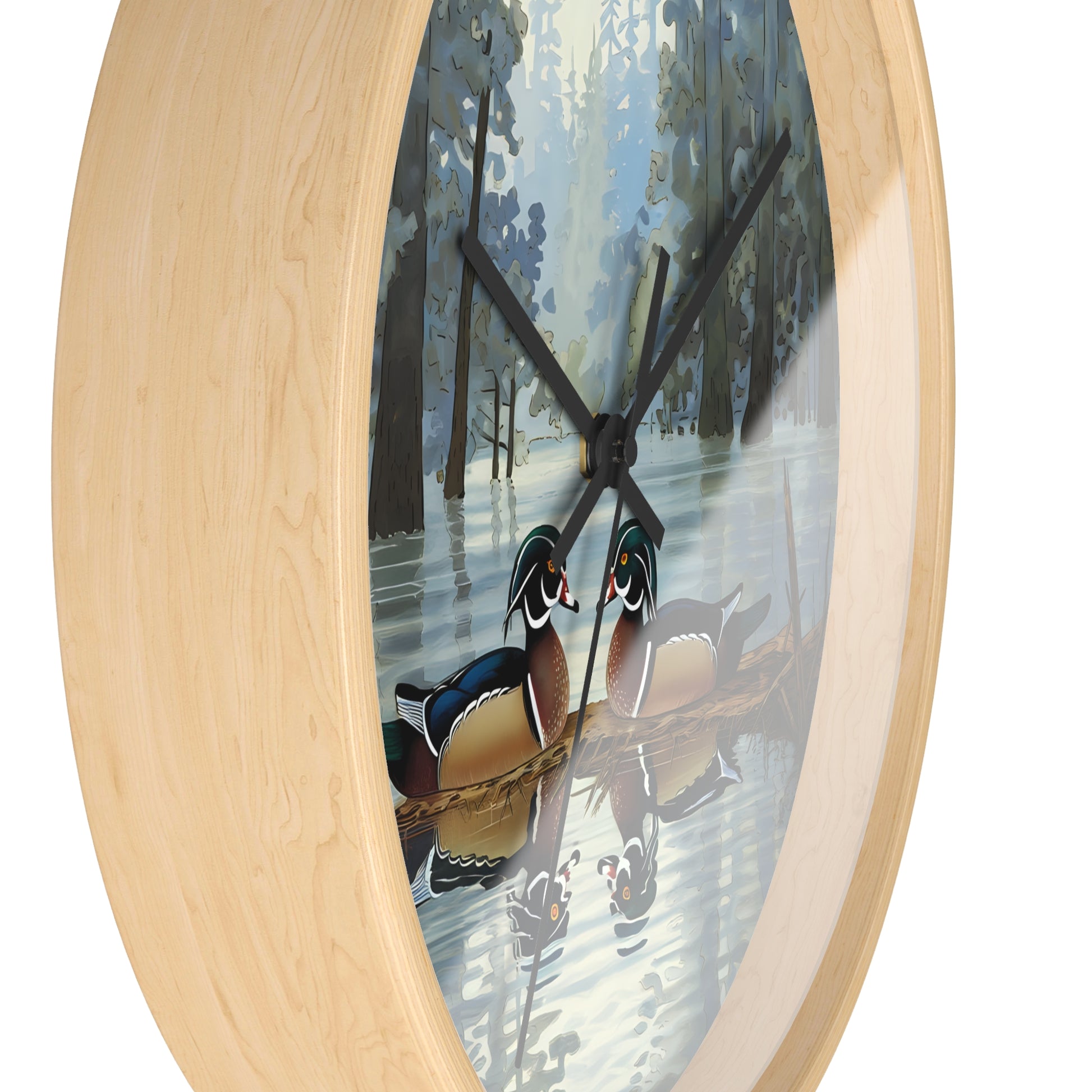 This collection of waterfowl art wall clocks brings the beauty of wetlands into your space, each clock featuring a meticulously crafted scene of waterfowl in natural settings.