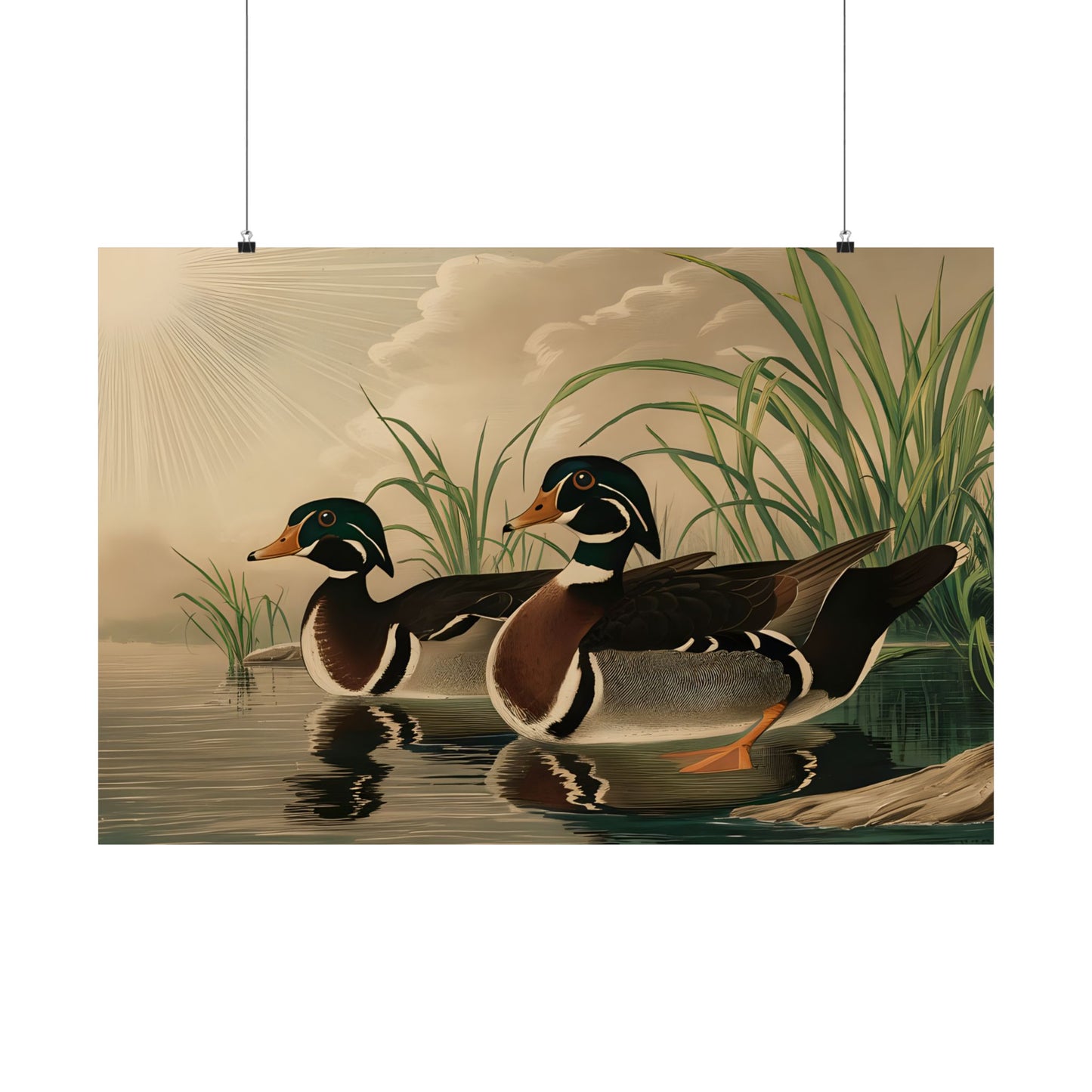 Wood Ducks on Tranquil Waters Print