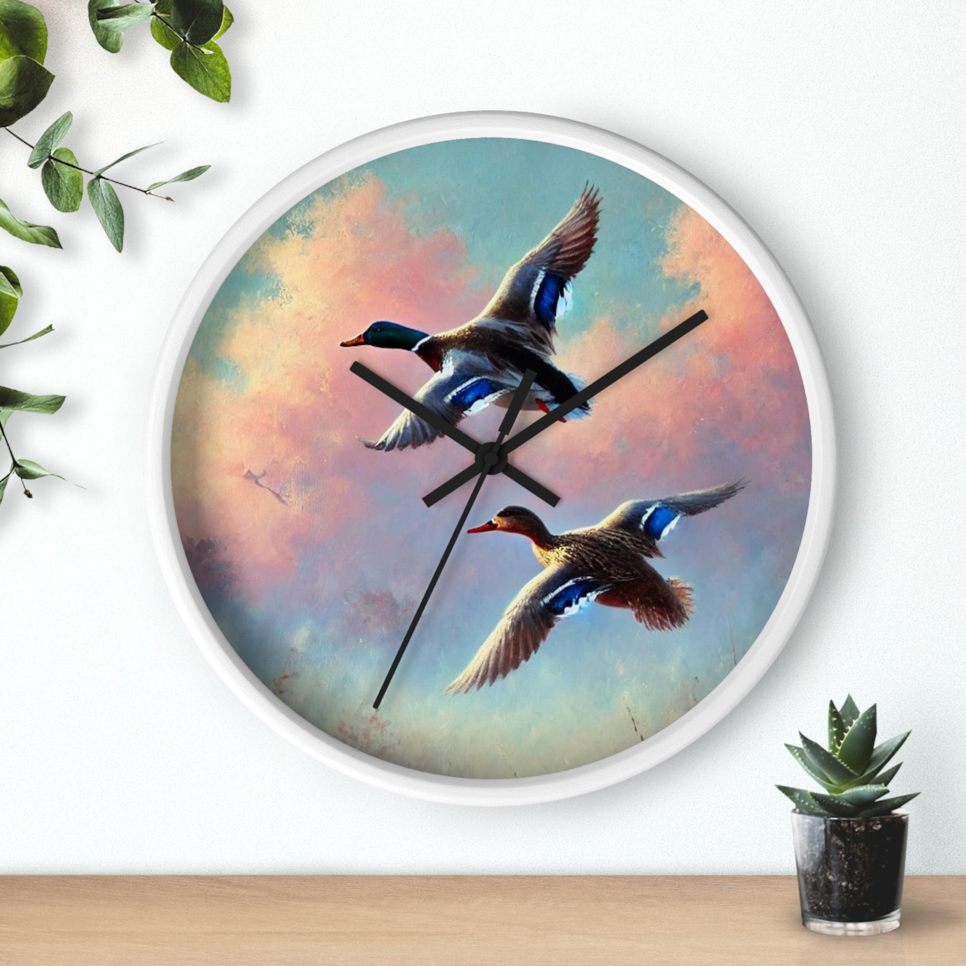 Mallard Duck Print Wall Clock