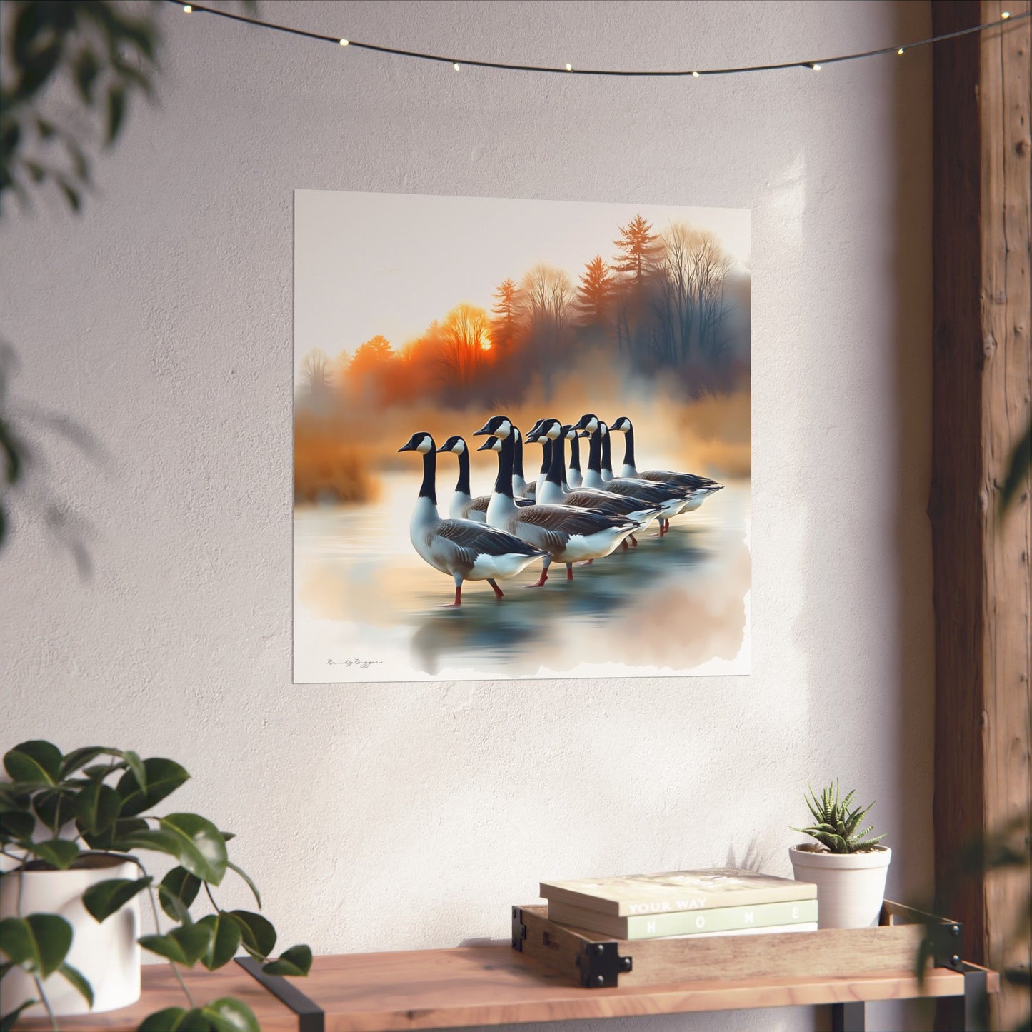 Golden Hour Gathering, Canadian Geese Print