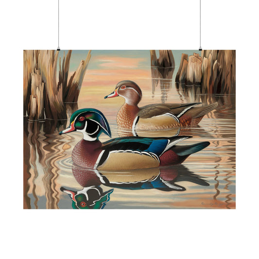 Peaceful Companionship Wood Ducks Print