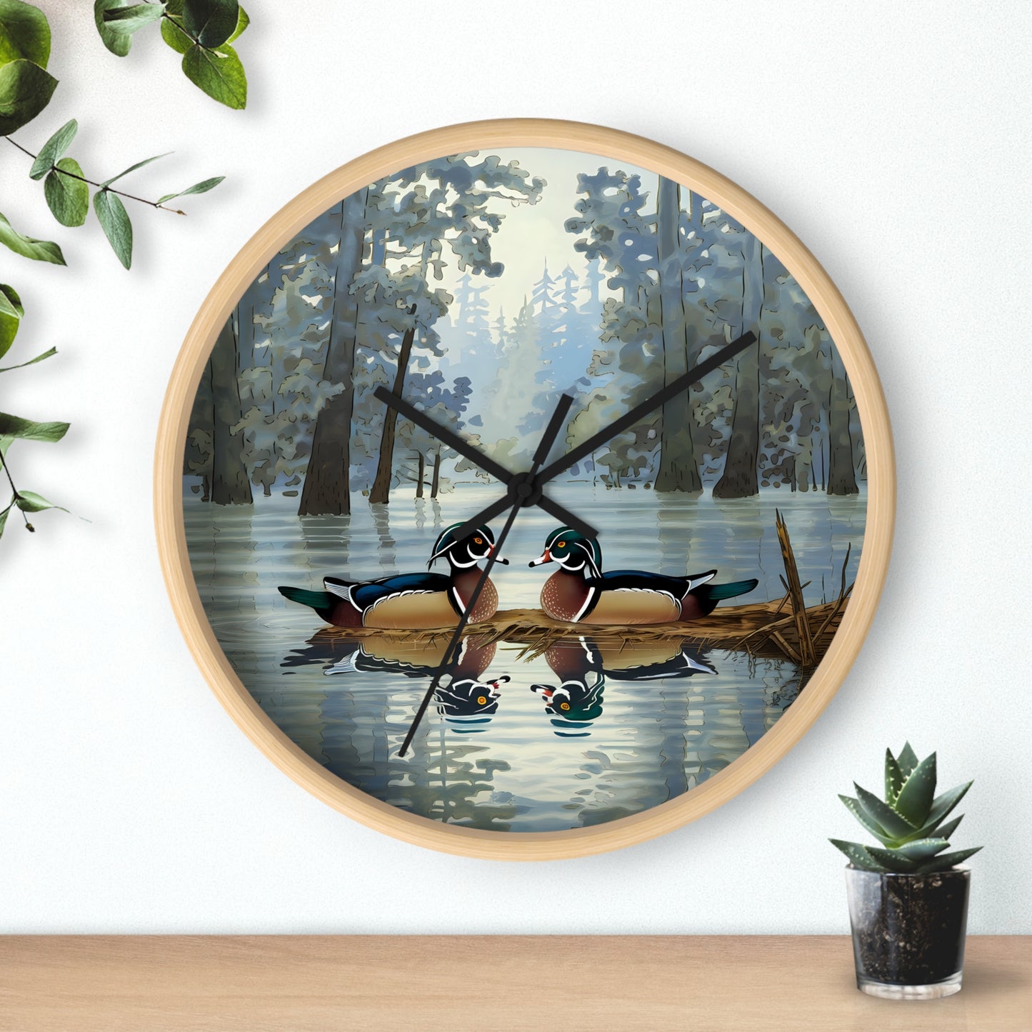 This collection of waterfowl art wall clocks brings the beauty of wetlands into your space, each clock featuring a meticulously crafted scene of waterfowl in natural settings.