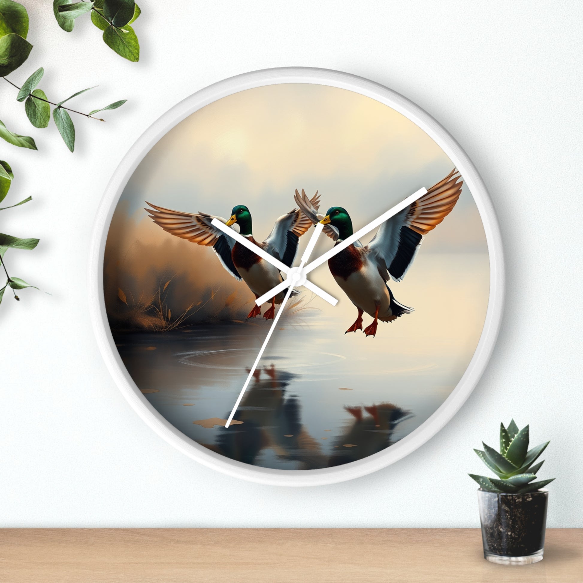 This collection of waterfowl art wall clocks brings the beauty of wetlands into your space, each clock featuring a meticulously crafted scene of waterfowl in natural settings.