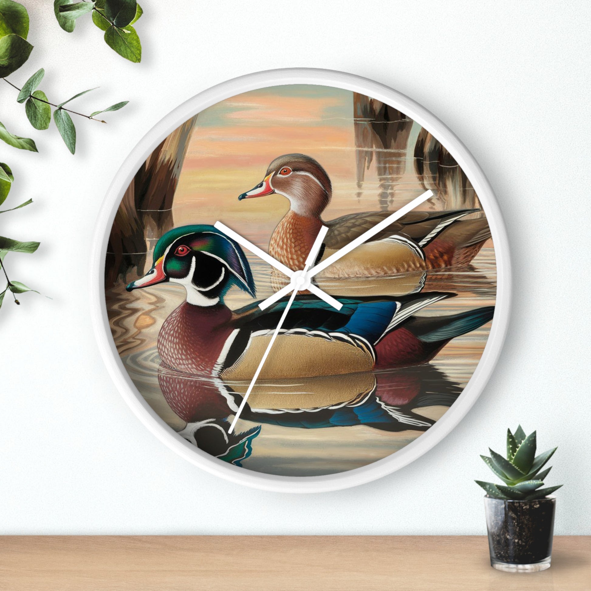 This collection of waterfowl art wall clocks brings the beauty of wetlands into your space, each clock featuring a meticulously crafted scene of waterfowl in natural settings.