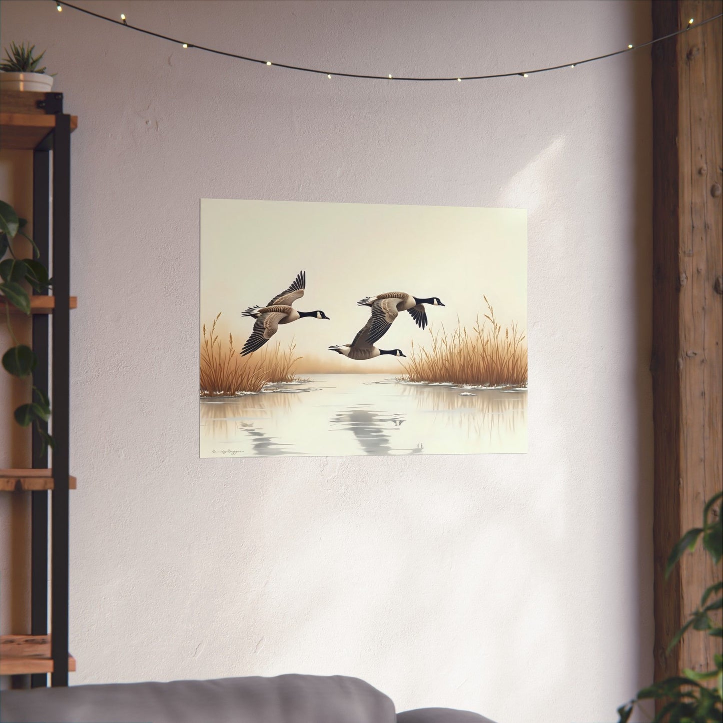 Hazy Skies, Canadian Geese Soar Print