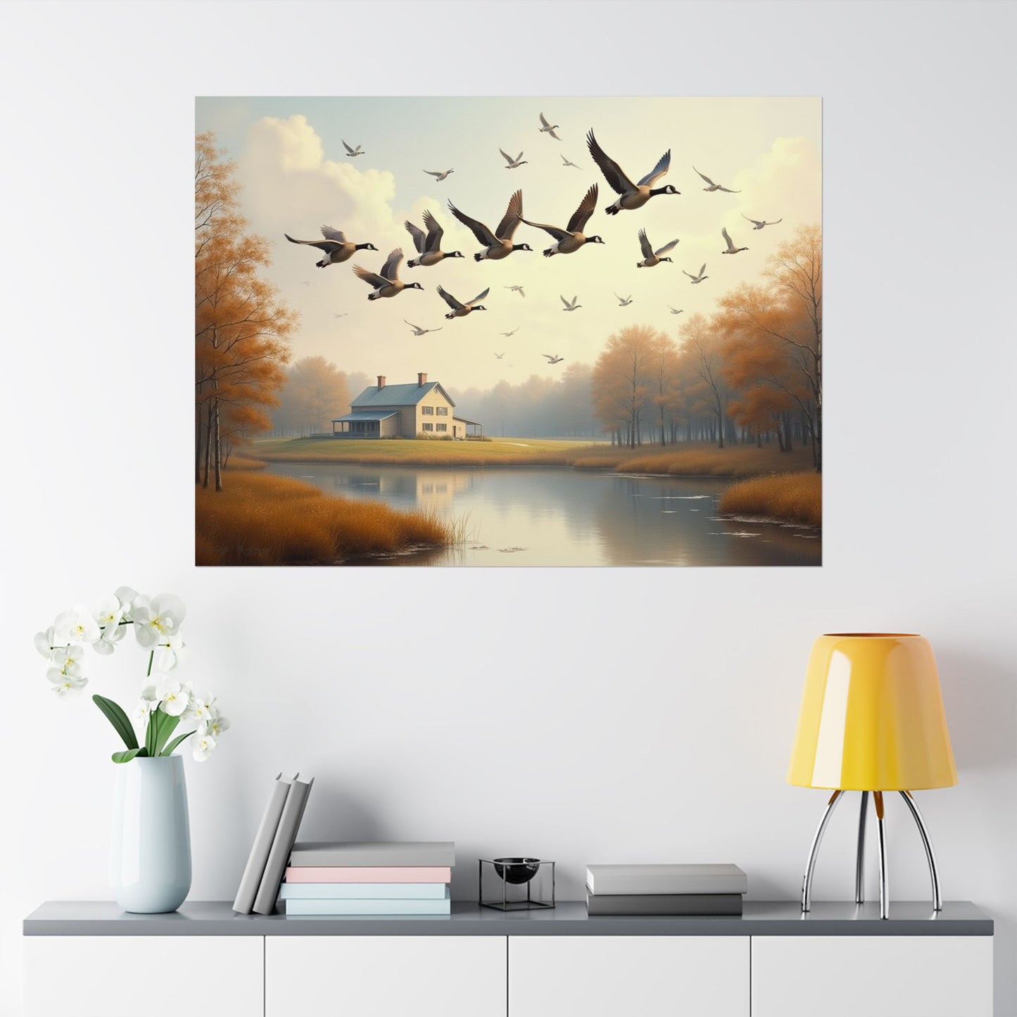 Misty Morning Canadian Geese Print