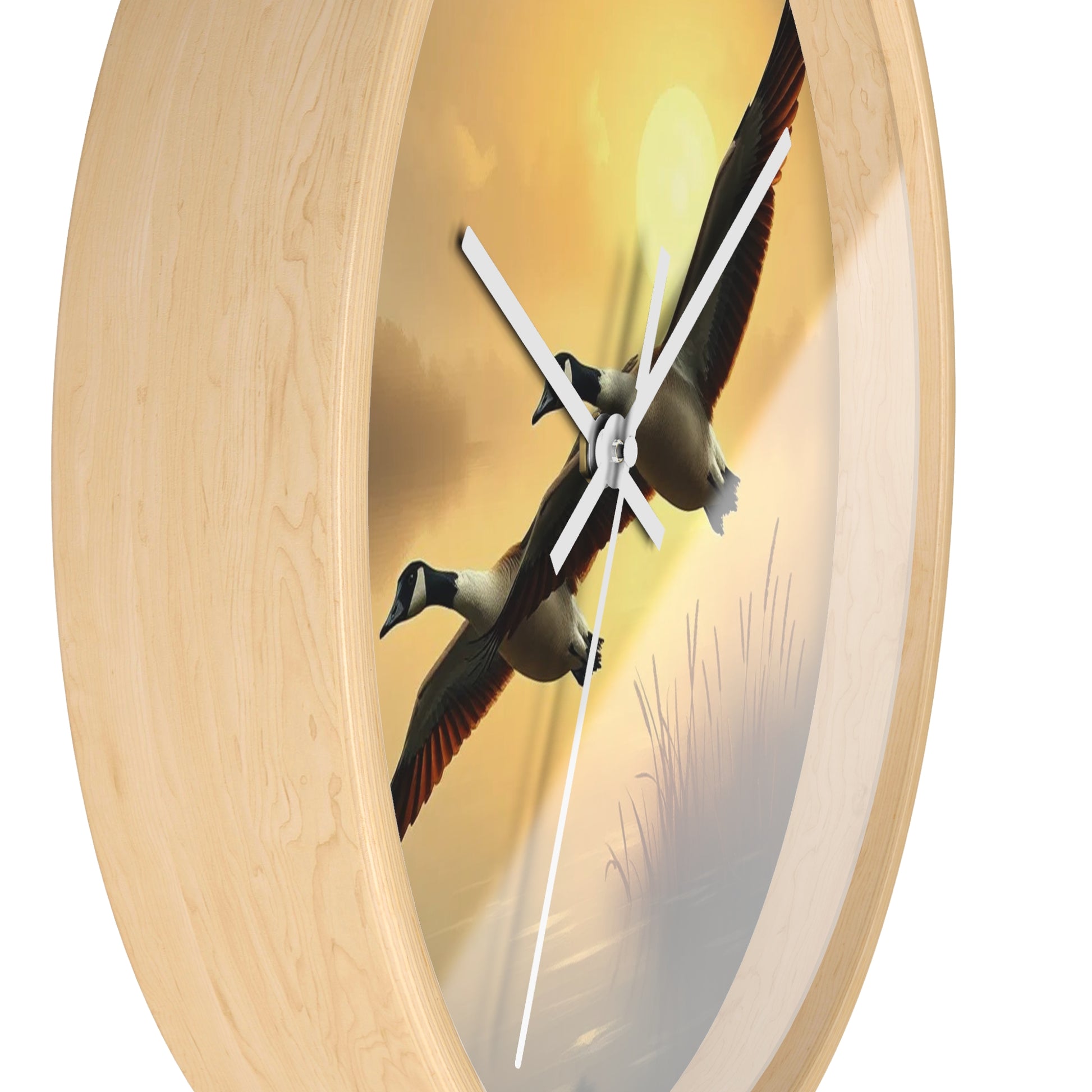 This collection of waterfowl art wall clocks brings the beauty of wetlands into your space, each clock featuring a meticulously crafted scene of waterfowl in natural settings.