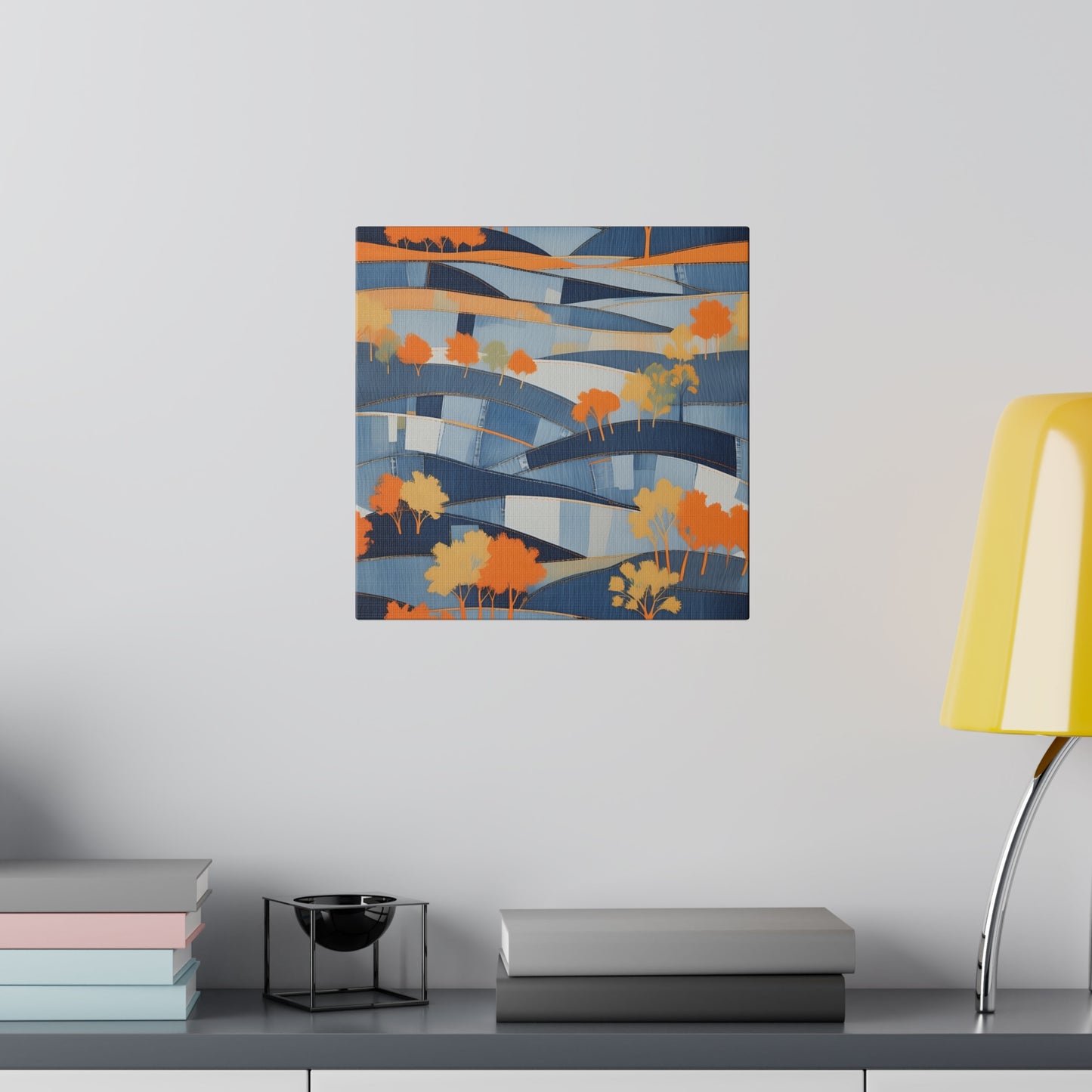 Abstract Rolling Hills Illustration Matte Canvas Print