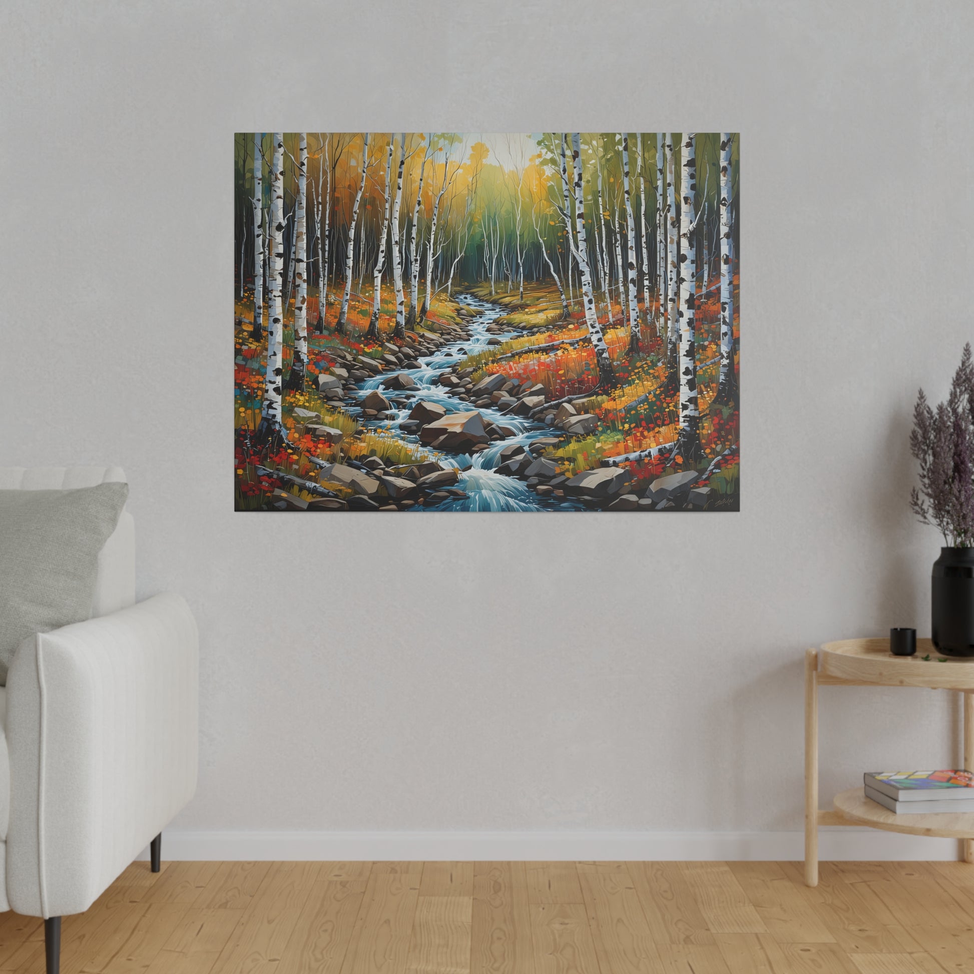 Birch Wood Forest Matte Canvas Print