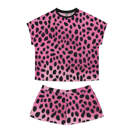 Women's Pink Leopard Print Short Pajama Set