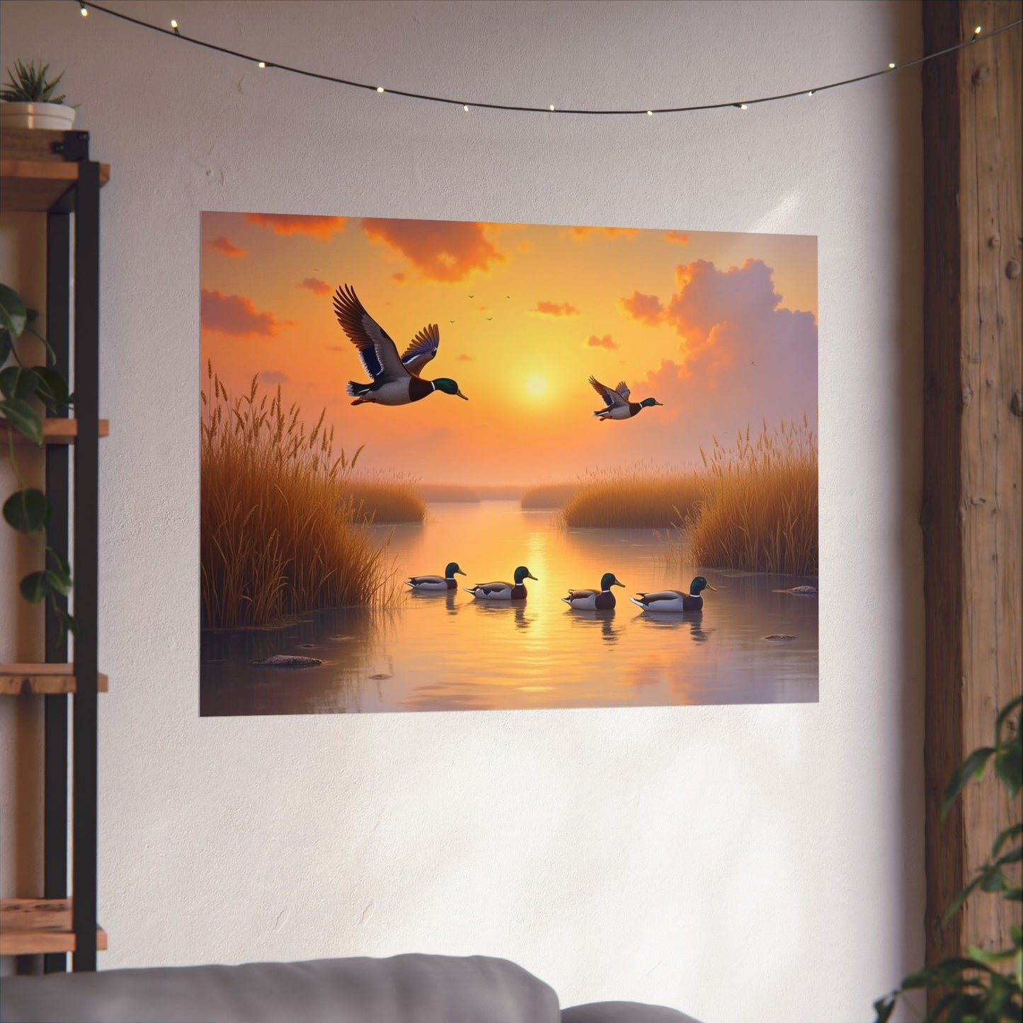 Golden Morning Flight Mallard Duck Print