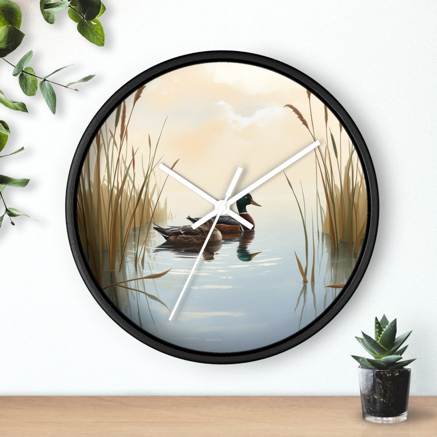 This collection of waterfowl art wall clocks brings the beauty of wetlands into your space, each clock featuring a meticulously crafted scene of waterfowl in natural settings.