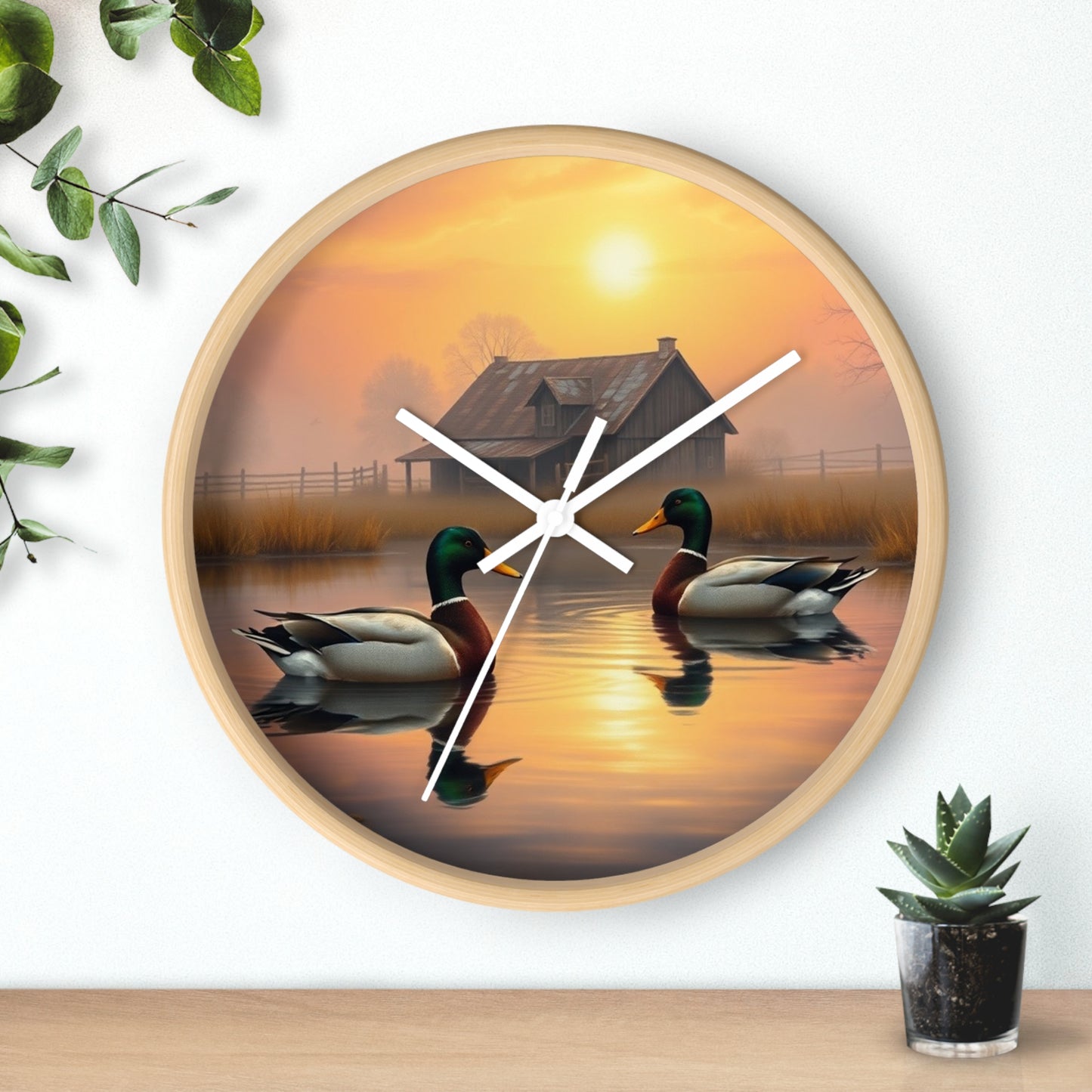 This collection of waterfowl art wall clocks brings the beauty of wetlands into your space, each clock featuring a meticulously crafted scene of waterfowl in natural settings.