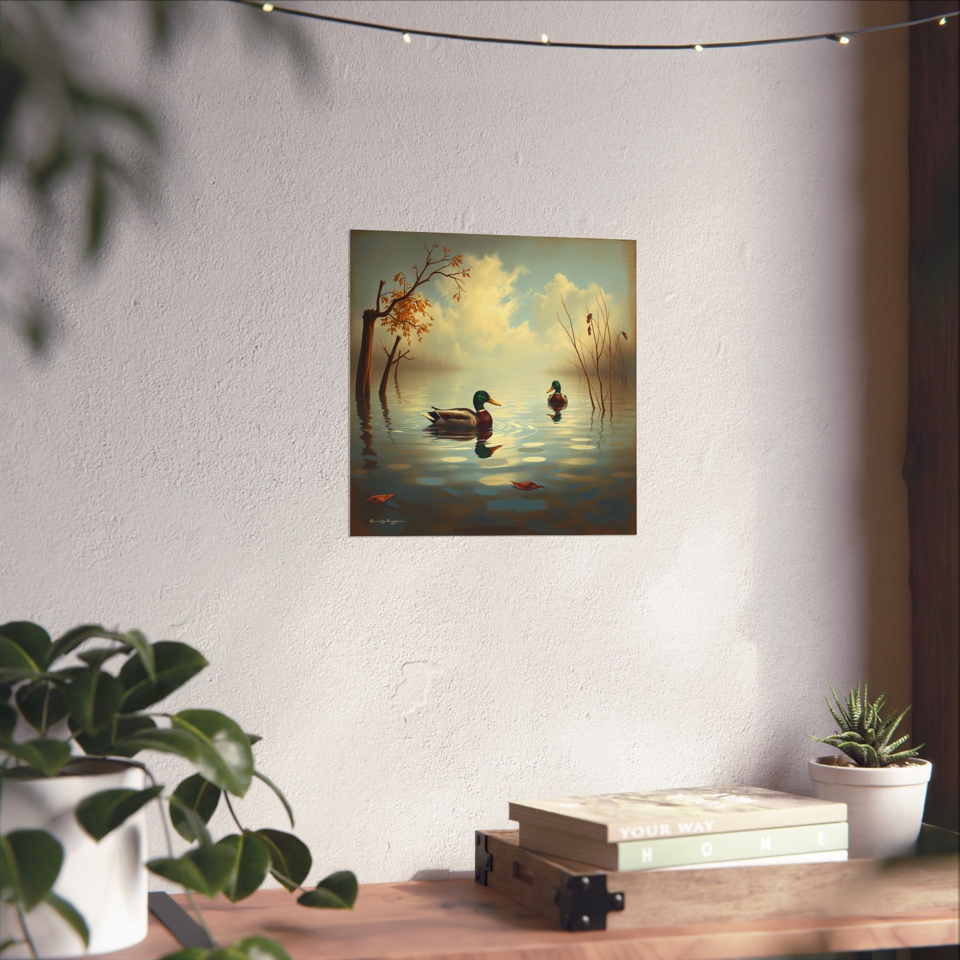 Mallards in flooded waters Print