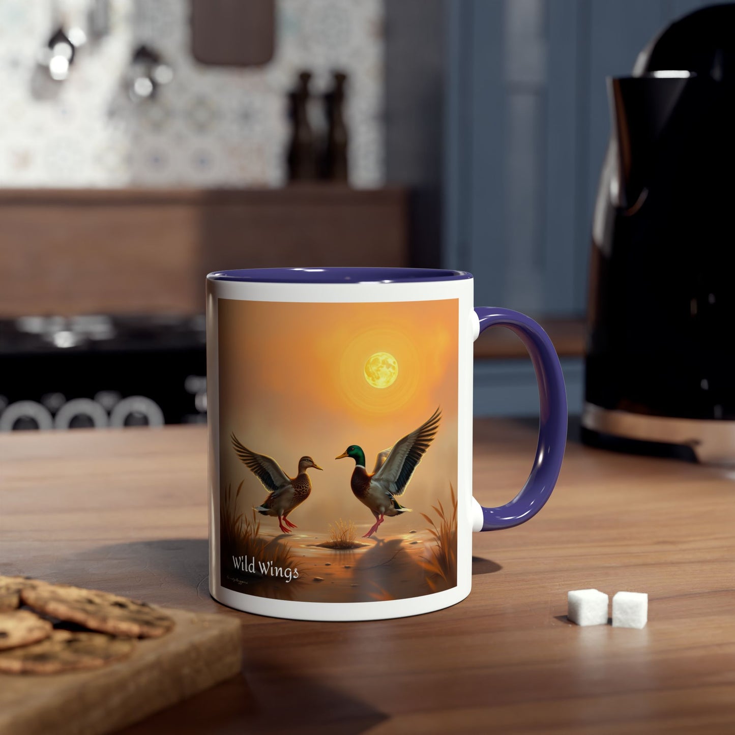 Hen and Drake Mallards Two-Tone Coffee Mugs, 11oz