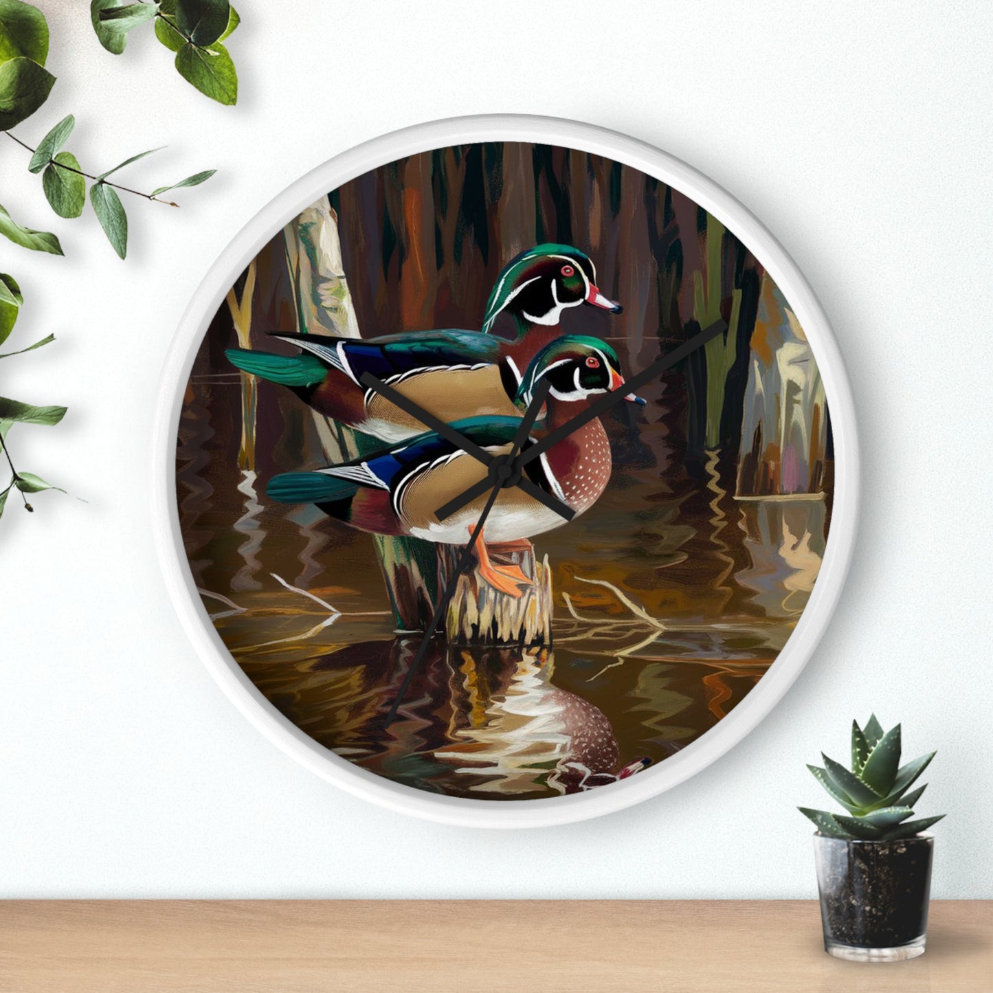 Wood Ducks Roosting Wall Clock