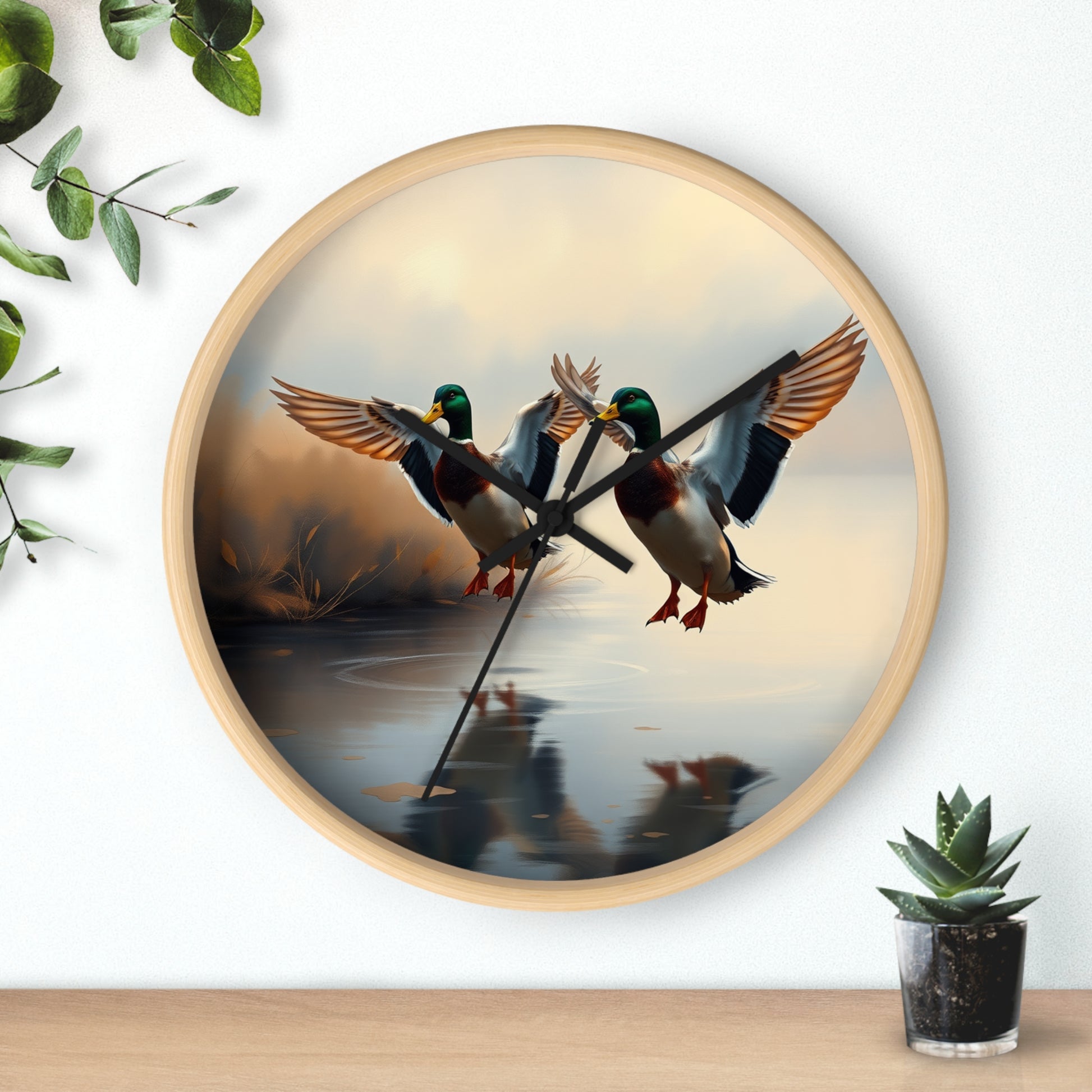 This collection of waterfowl art wall clocks brings the beauty of wetlands into your space, each clock featuring a meticulously crafted scene of waterfowl in natural settings.