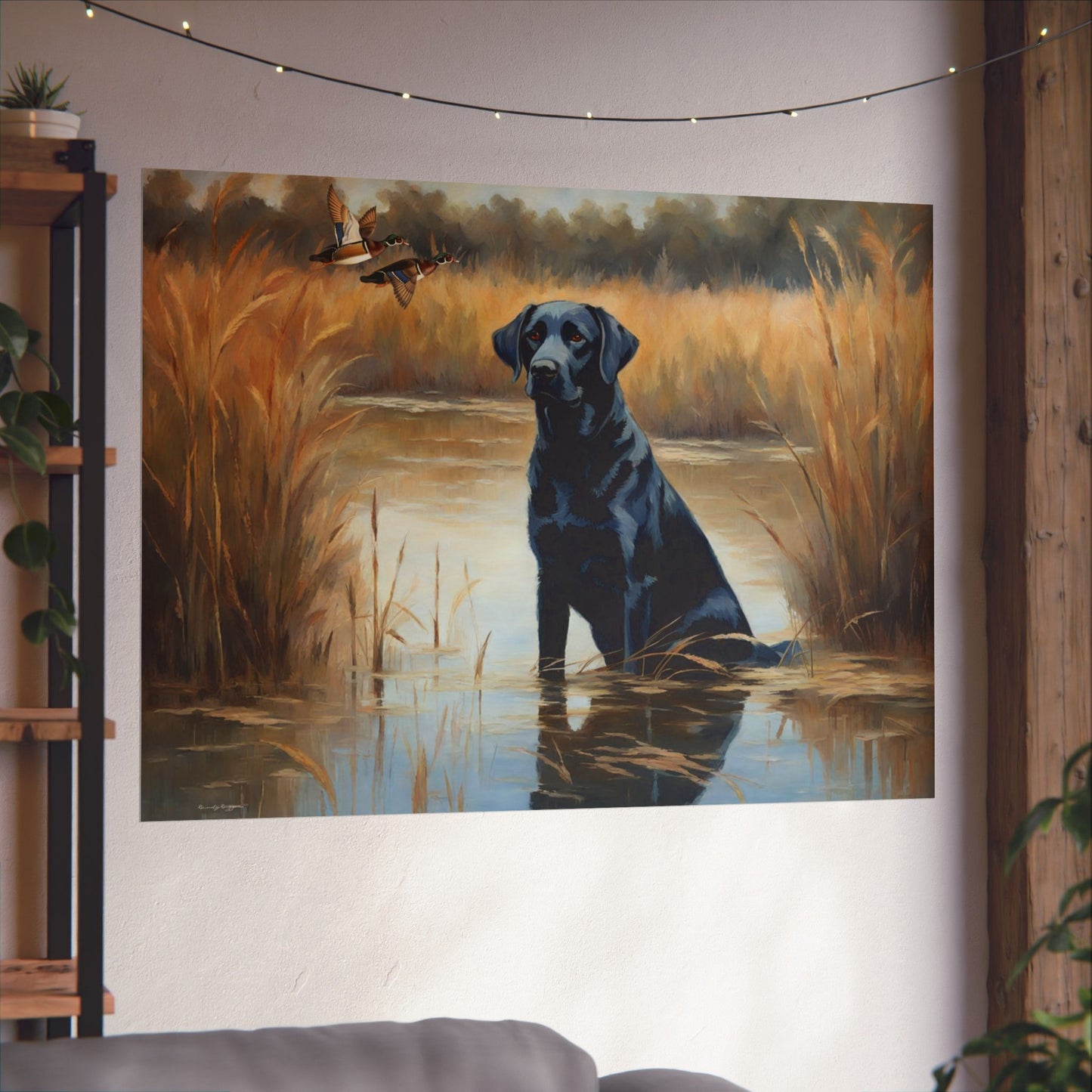 Black Labrador Retriever Hunting Print