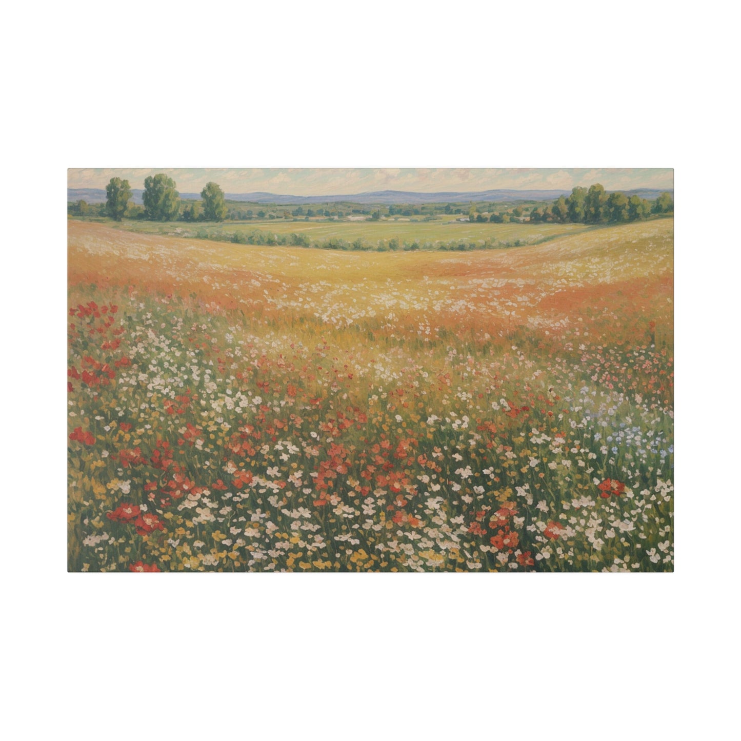 Add charm and serenity to your decor with "Meadow Symphony." The impressionist style lends a timeless quality to the artwork, making it a versatile piece that complements both modern and traditional interiors. The field of wildflowers, rendered with a delicate touch and an eye for detail, invites viewers to lose themselves in the tranquil beauty of the countryside. Perfect for creating a peaceful and inviting atmosphere, this print is a testament to the enduring appeal of nature’s splendor.&nbsp;