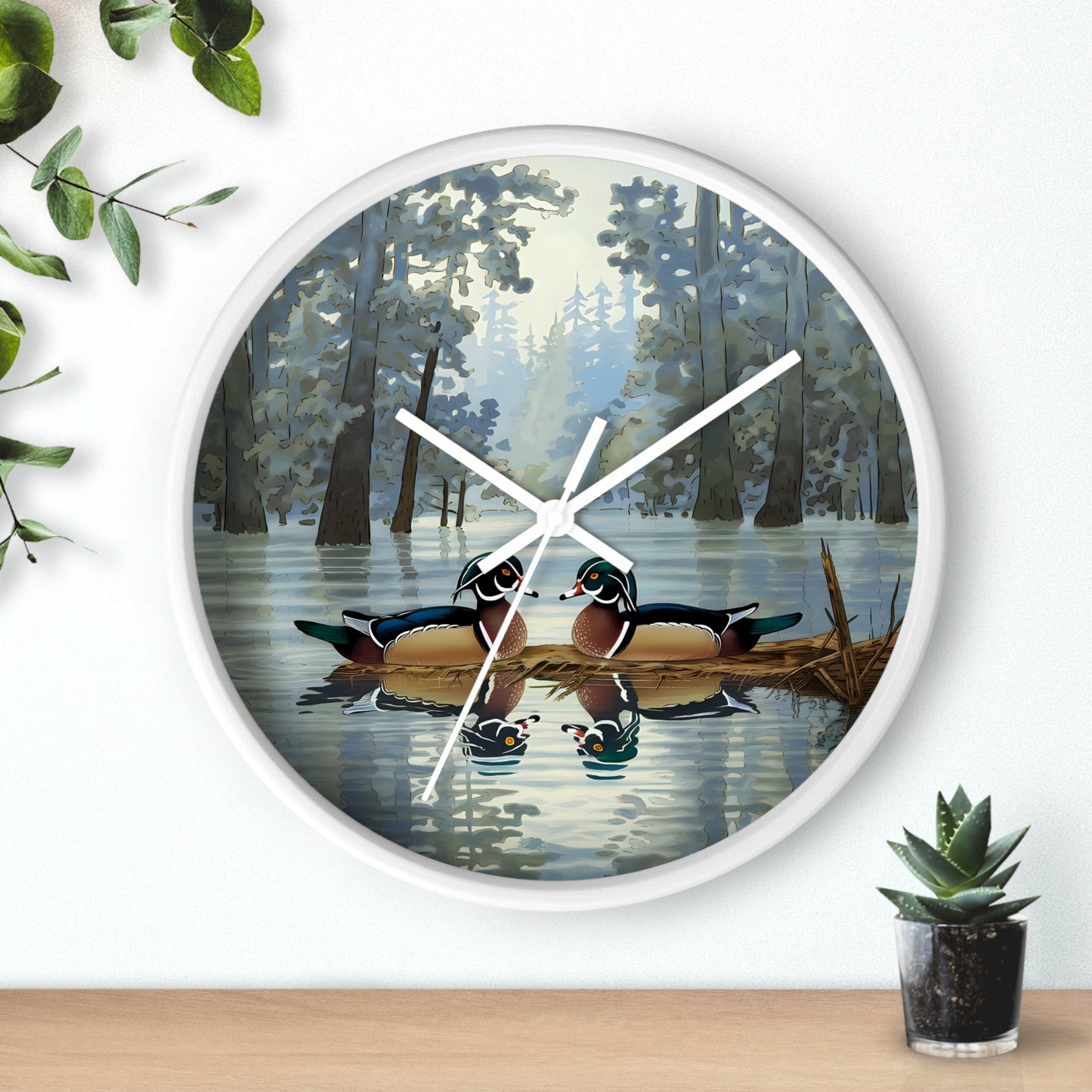 This collection of waterfowl art wall clocks brings the beauty of wetlands into your space, each clock featuring a meticulously crafted scene of waterfowl in natural settings.