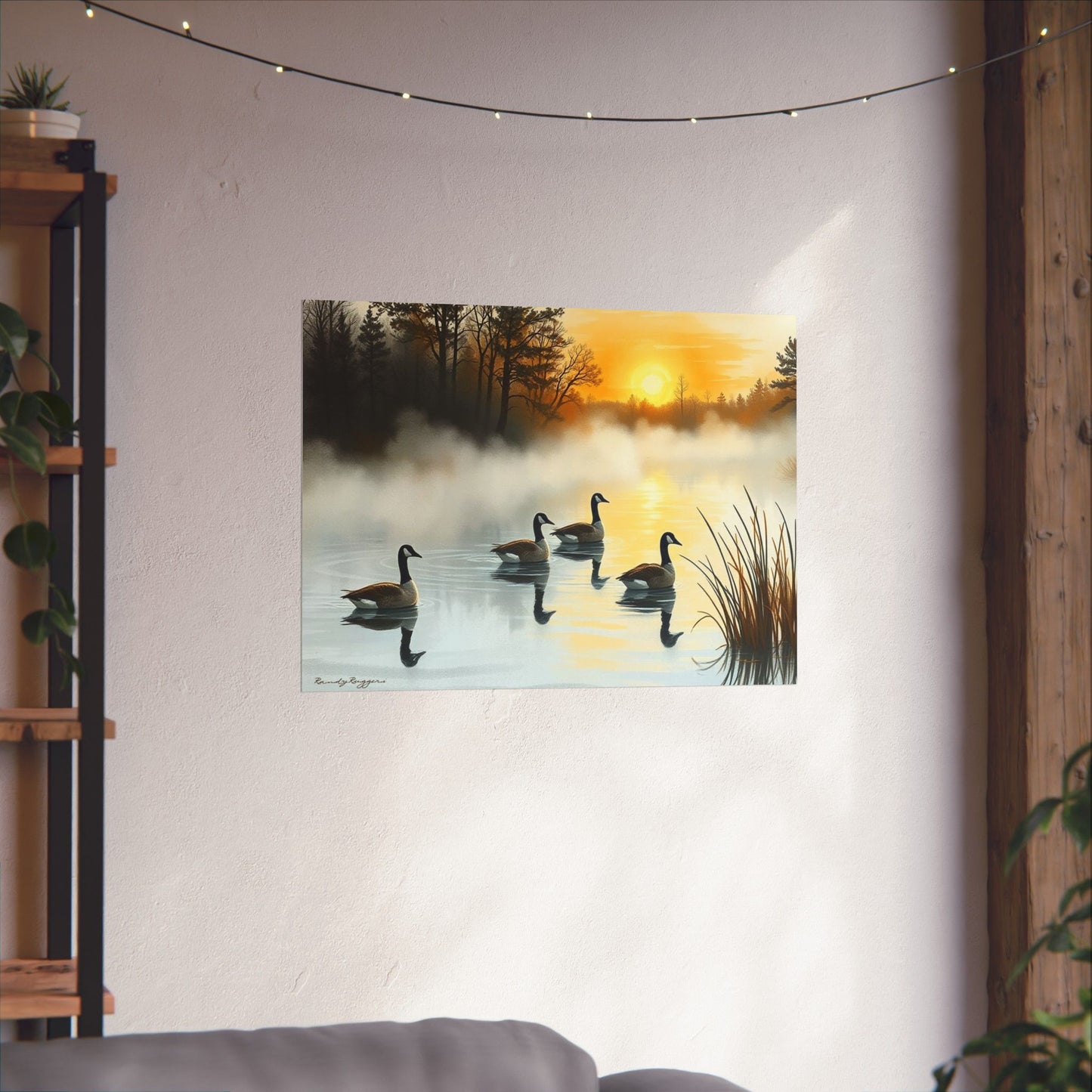 Foggy Morning Glide Canadian Geese Print