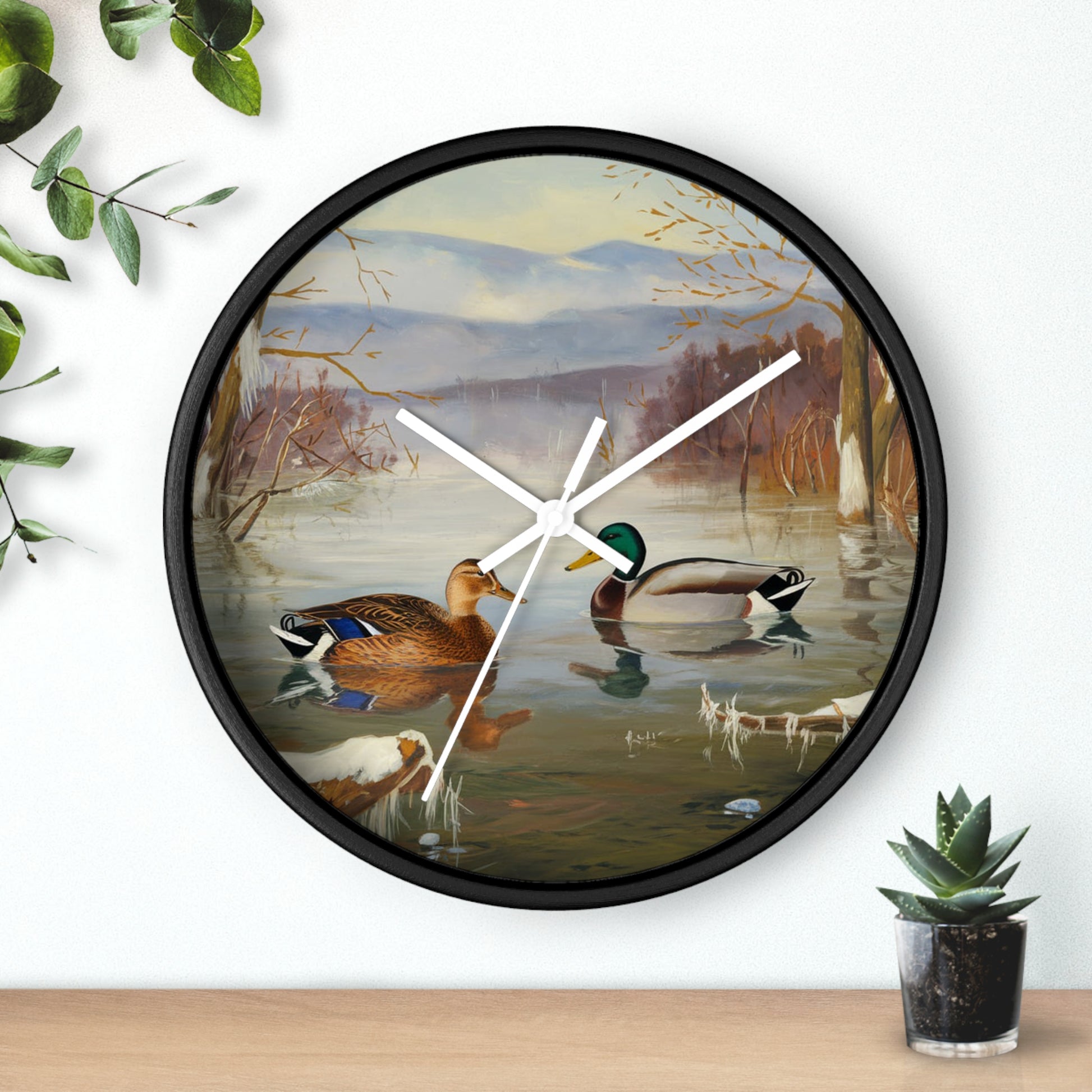 This collection of waterfowl art wall clocks brings the beauty of wetlands into your space, each clock featuring a meticulously crafted scene of waterfowl in natural settings.