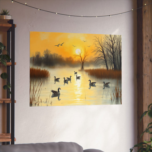 Foggy Morning Glide Canadian Geese Print