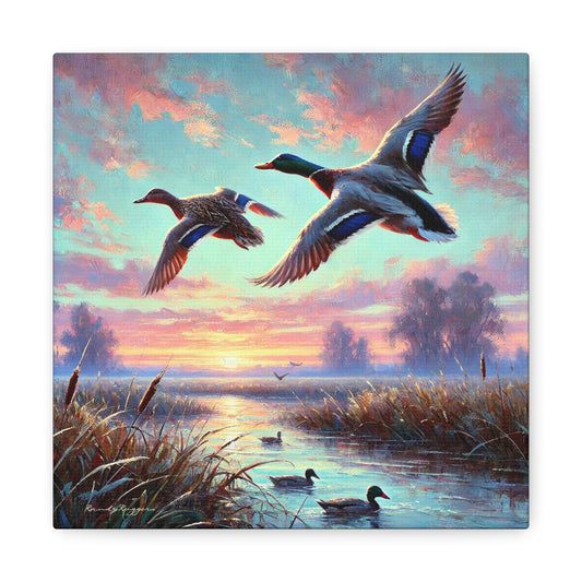 Morning Flight Through the Mist Canvas Duck Print