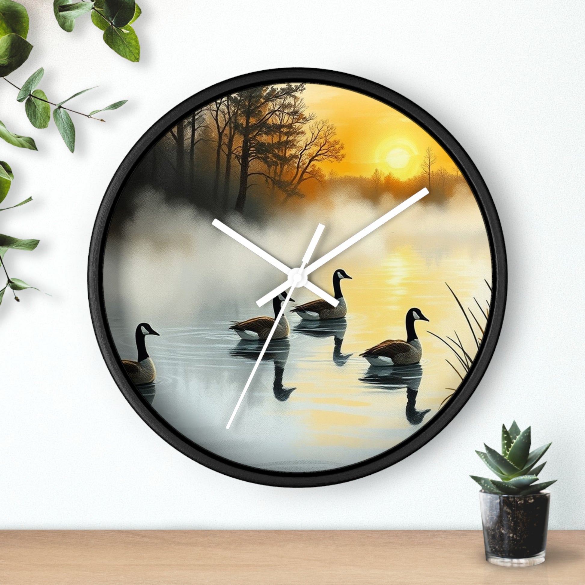 This collection of waterfowl art wall clocks brings the beauty of wetlands into your space, each clock featuring a meticulously crafted scene of waterfowl in natural settings.