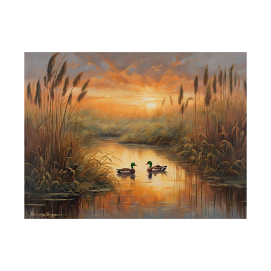 Evening Sanctuary Mallards in the Marsh Print