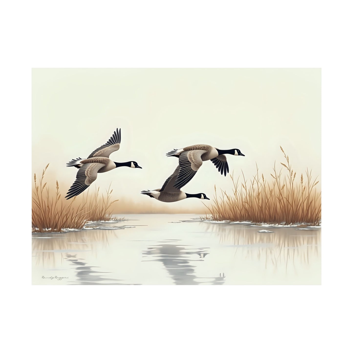 Hazy Skies, Canadian Geese Soar Print