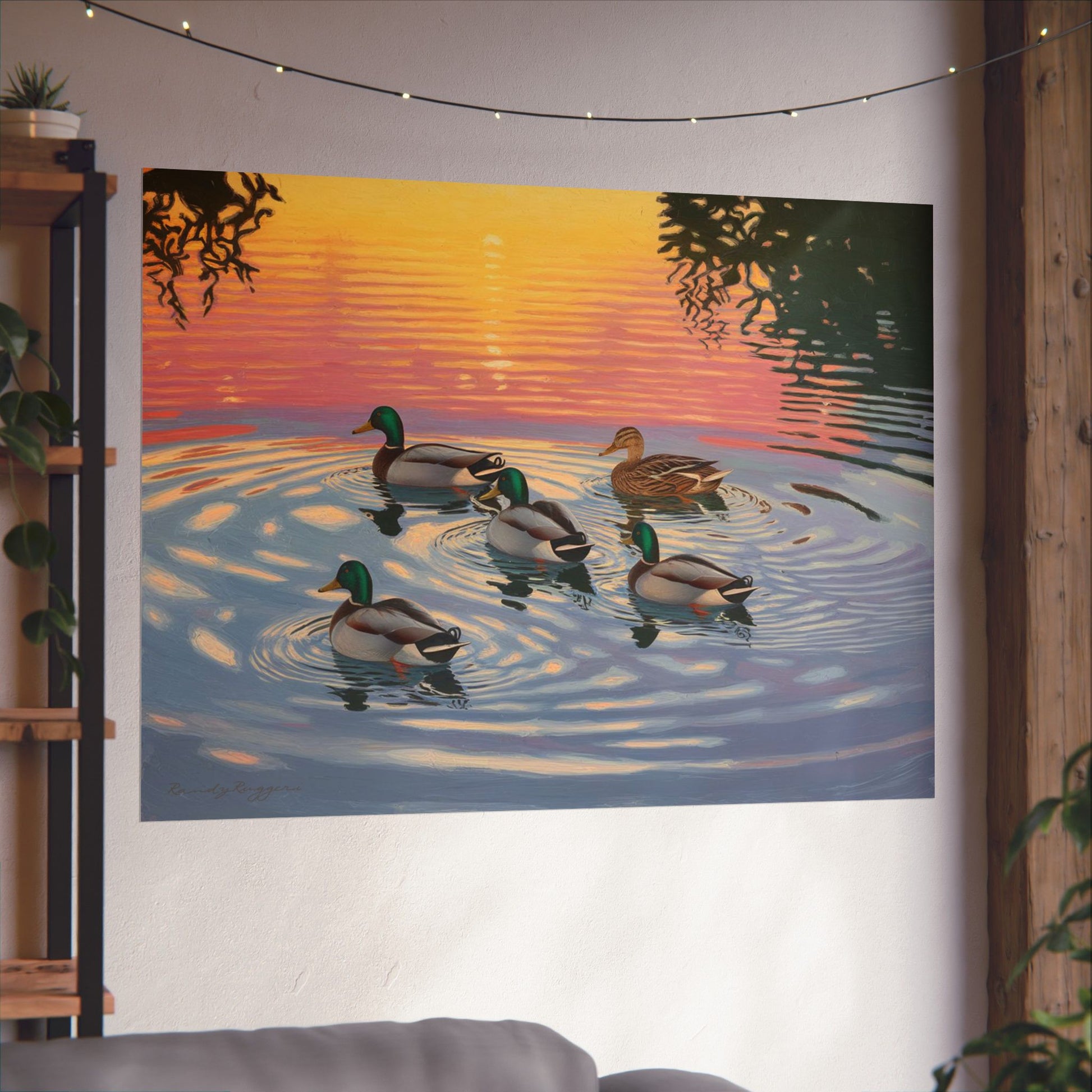 Duck Reflections Shimmer in the Pond Print